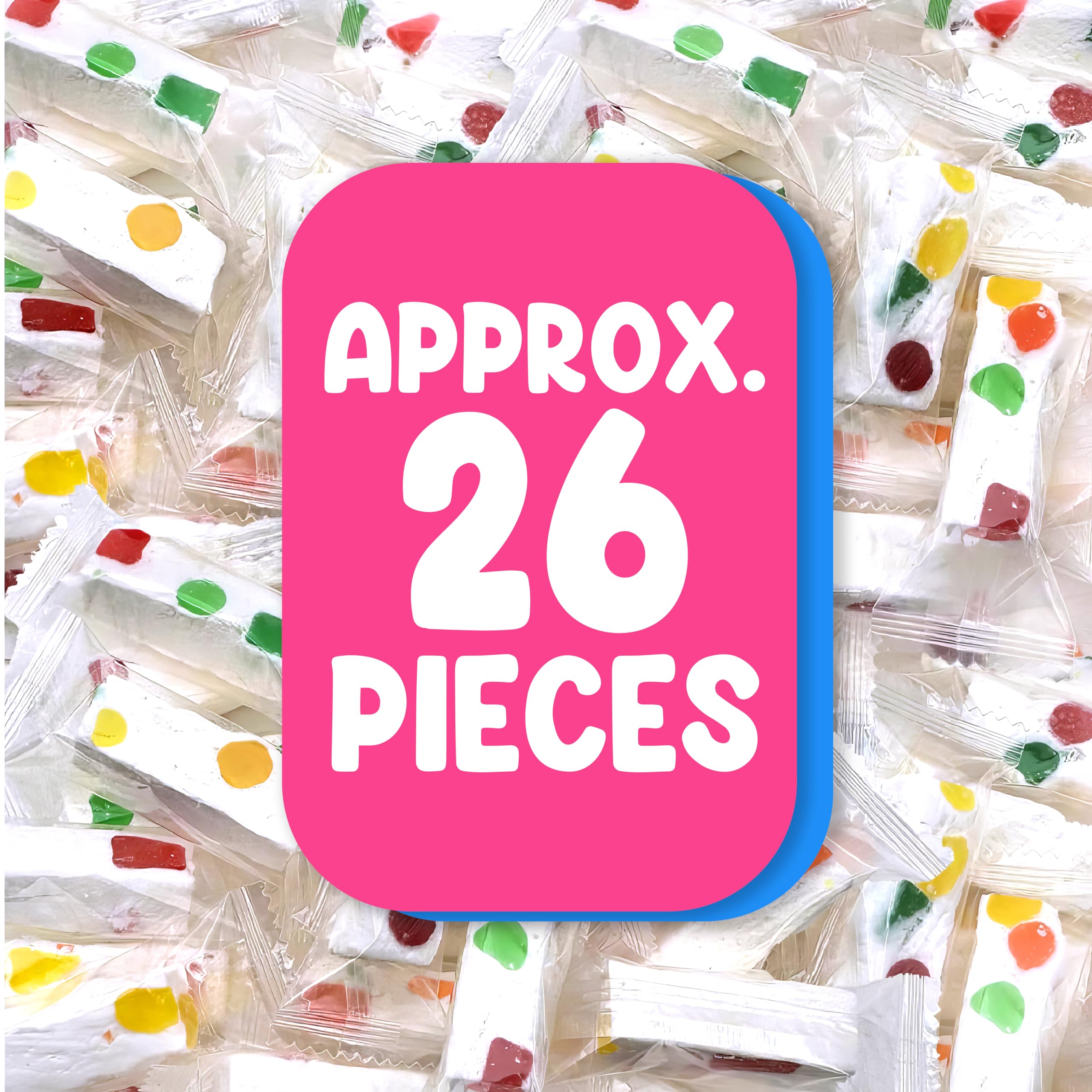 Jujube Nougat Candy 10oz (26 Pieces) - Individually Wrapped Fruit Chews for Sharing - Perfect for Parties & Gifts