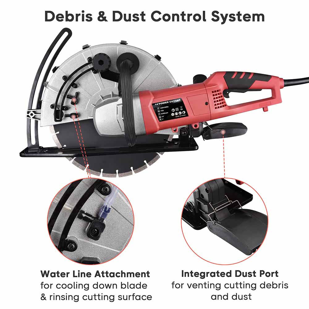 13 3/4 Inch 15A Heavy Duty Circular Saw - Professional Concrete, Tile & Cement Cutting Power Tool for Construction, Masonry & DIY Projects