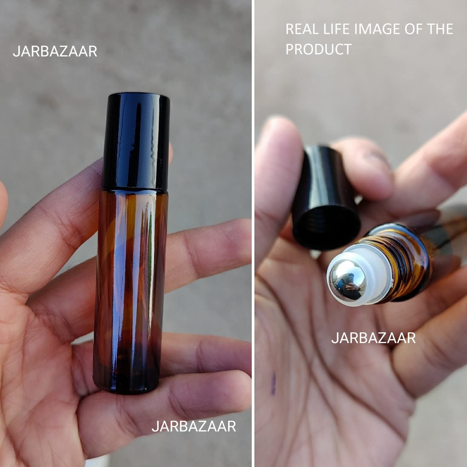 JARBAZAAR 6-Pack Amber Glass Roll On Bottles with Black Cap - 10ml Essential Oil Bottles for Perfumes, Lip Balms, Aromatherapy | Refillable, Reusable & Eco-Friendly Leakproof Roller Bottles - Perfect for DIY Beauty, Travel & Home Use