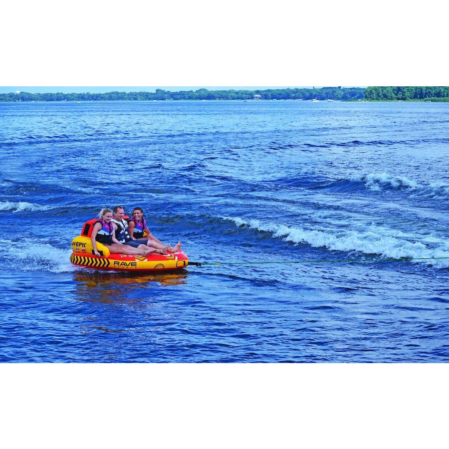 RAVE Epic 3 Person Towable Boat Tube - Heavy Duty Inflatable Water Tube for Lakes & Rivers - Perfect for Family Fun, Beach Parties & Summer Water Sports