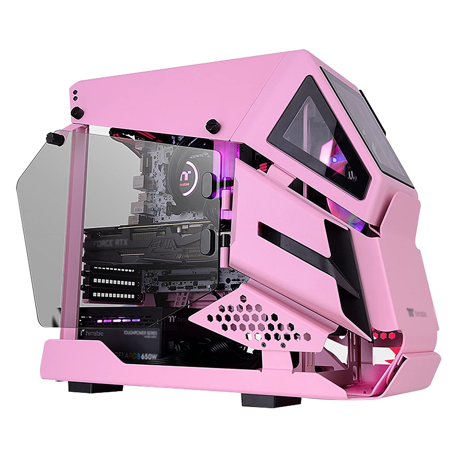Pink Mini ITX Gaming PC Case - Compact Tower Computer Case with Tempered Glass Side Panel, USB 3.0 Ports & Water-Cooling Support | Perfect for Small Form Factor Builds, Home Office & RGB Gaming Setups