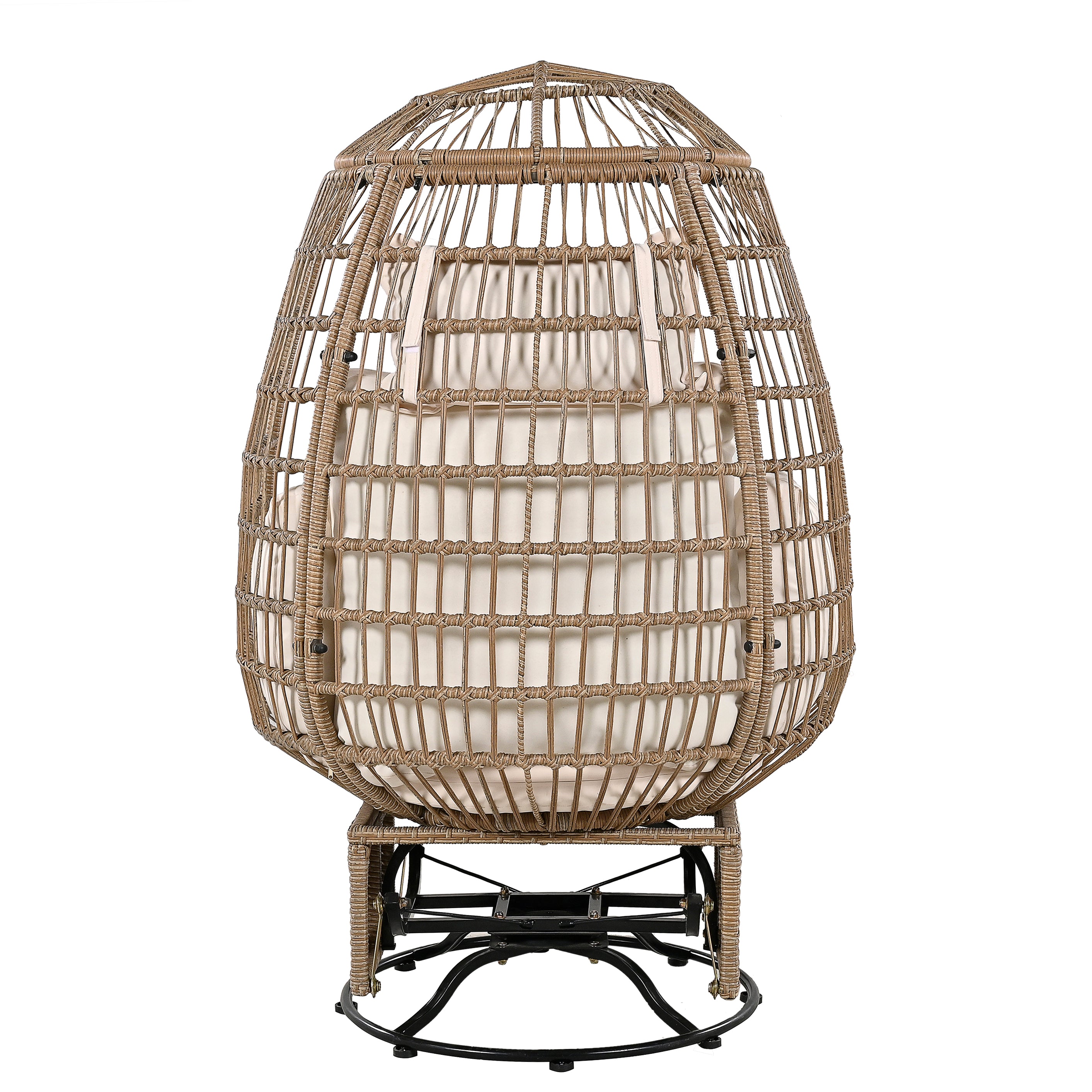 Outdoor Swivel Rocking Chair with Cushions - Rattan Egg Patio Chair for Balcony, Poolside, Garden - Perfect for Relaxing, Lounging & Sunbathing