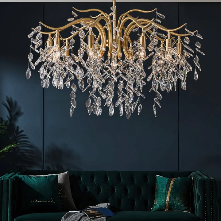 Dorale Modern Chandelier - Elegant Crystal Ceiling Light Fixture for Dining Room, Living Room & Bedroom | Energy Efficient LED Lighting | Perfect for Home Decor & Interior Design