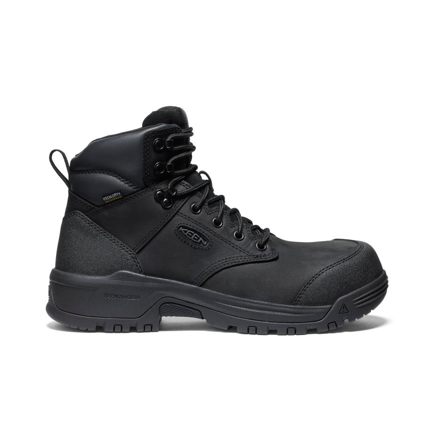 Men's Evanston 6 Waterproof Work Boot with Carbon Toe - Black/Black - Durable Safety Boots for Construction, Hiking & Outdoor Work