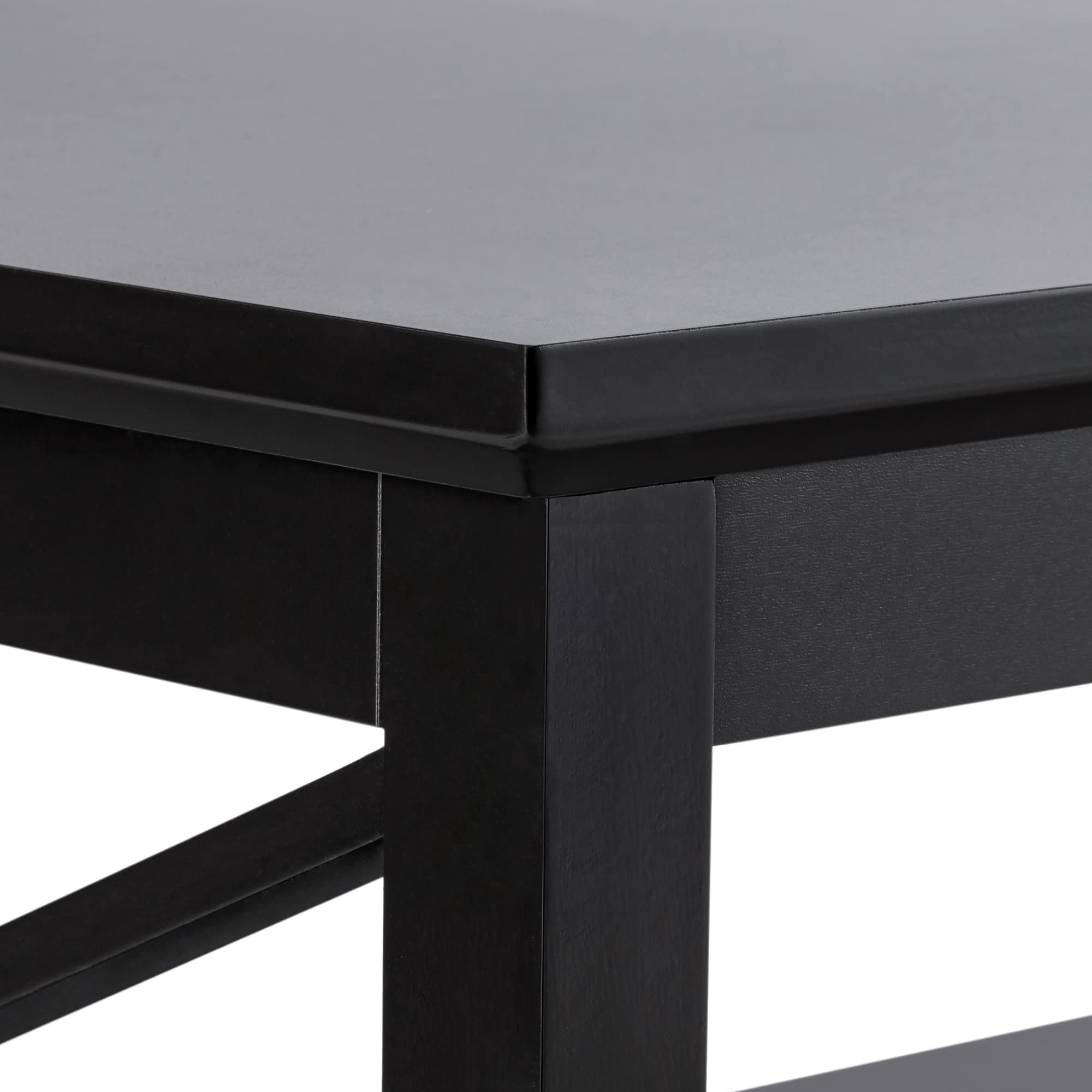ChooChoo Modern Black Wood Coffee Table with Thicker Legs & Storage - Oxford Style Living Room Furniture for Small Spaces, Home Decor, and Entertainment Areas