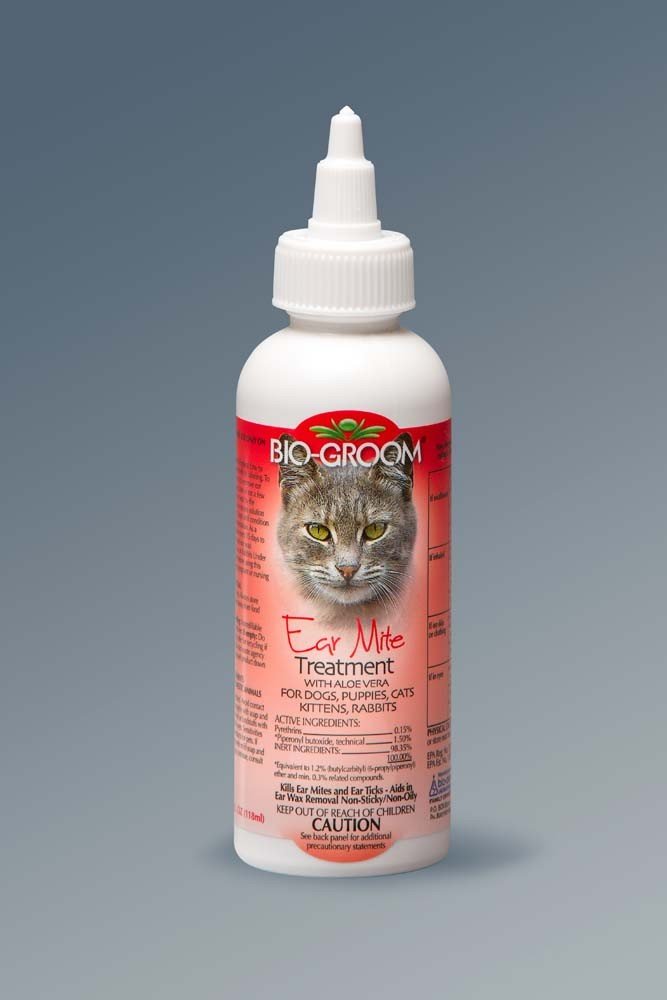Bio-Groom Ear Mite Treatment with Aloe Vera for Dogs & Cats - 4 oz Bottle (Pack of 10) | Gentle Itch Relief & Ear Cleaning Solution for Pets | Home & Veterinary Use