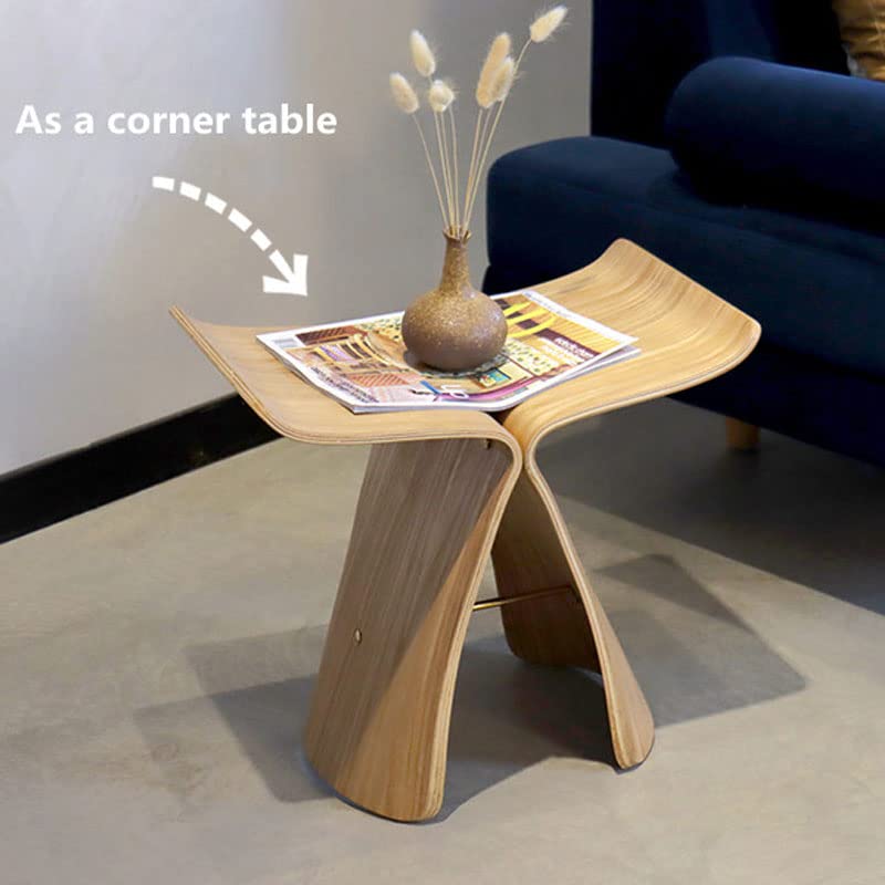 Solid Wood Butterfly Stool - Walnut Ottoman Pouf for Living Room, Bedroom, Classroom & Garden - Multi-Functional Low Shoe Stool, Side Table & Footrest - Handcrafted Home Decor Furniture