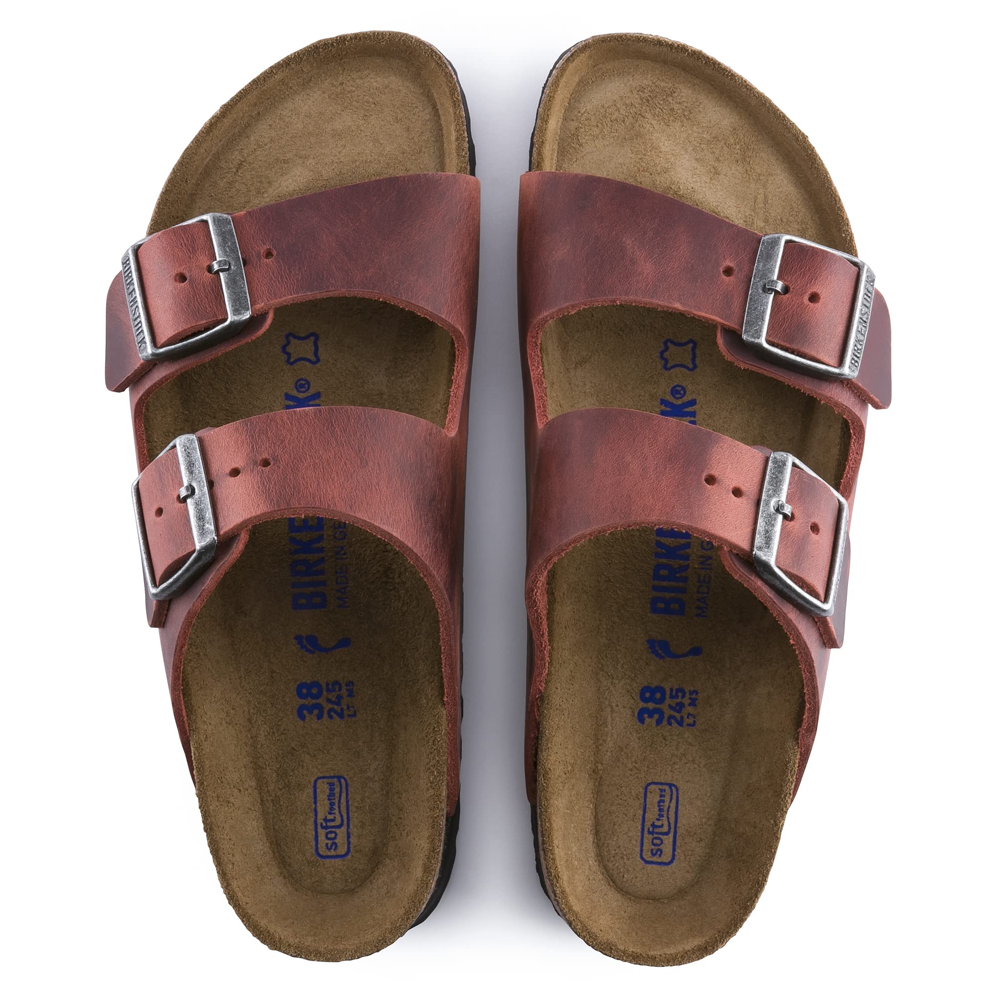 BIRKENSTOCK Arizona Soft Footbed Sandals for Women & Men - Comfortable Earth Red Leather Slides | Perfect for Casual Wear, Beach, Travel & Everyday Use