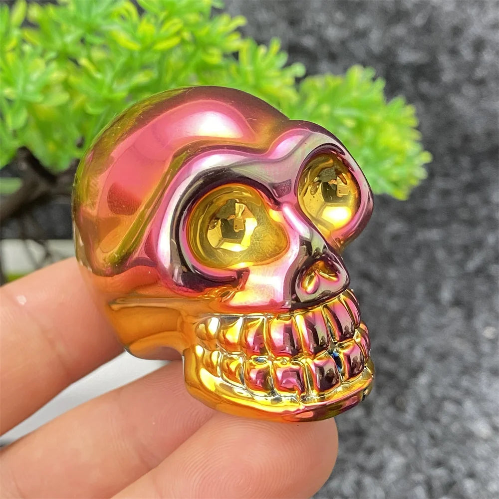 Natural Crystal Hand-Polished Carved Skull - Halloween Decor, Home Decor, Spiritual Healing Stone, Unique Holiday Gift for Collectors & Witches - Perfect for Altars, Meditation & Gothic Decorations