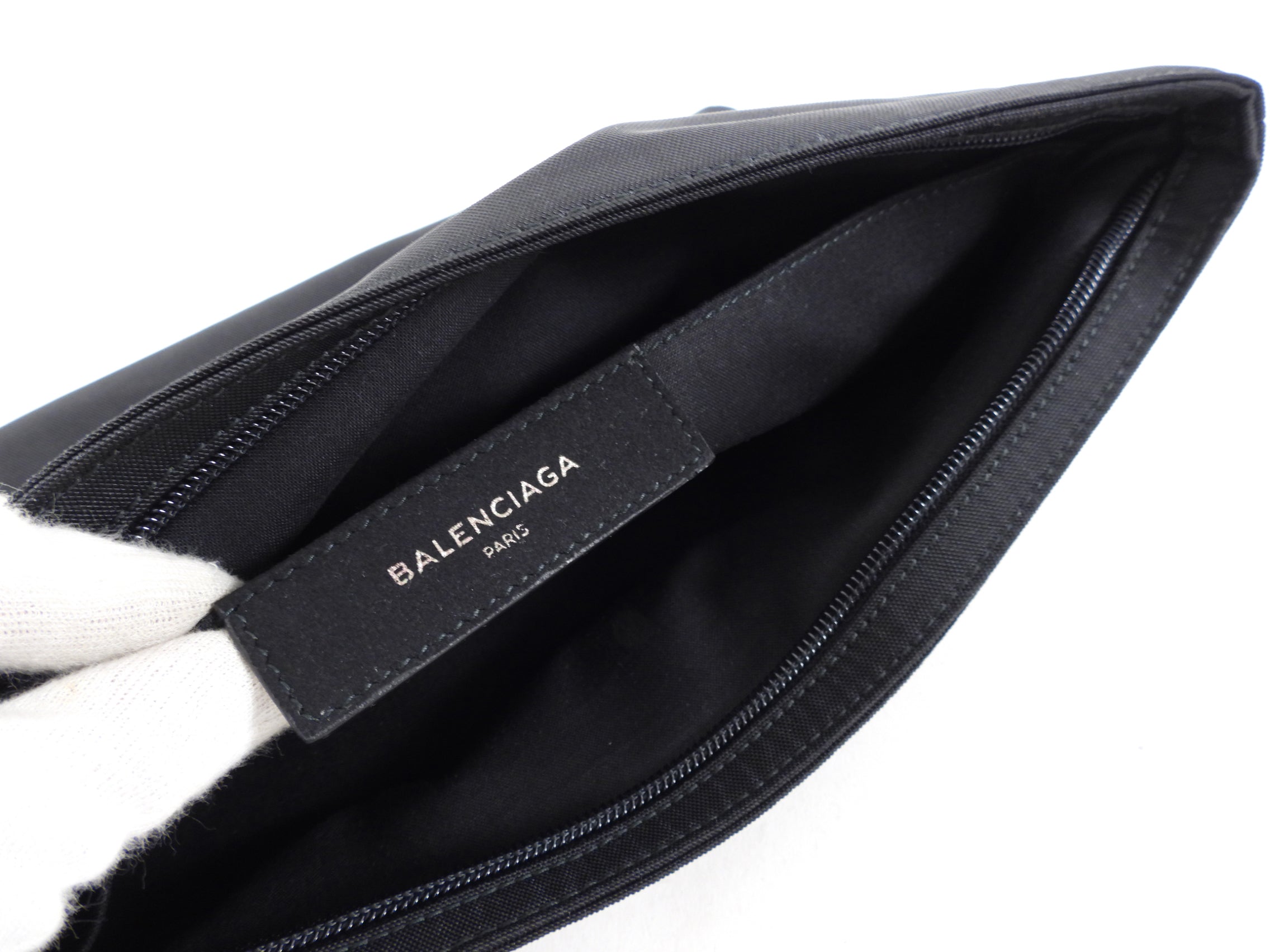 Balenciaga Black Nylon Zip Clutch Pouch Bag for Women | Stylish Crossbody Handbag for Evening Parties, Travel & Daily Use