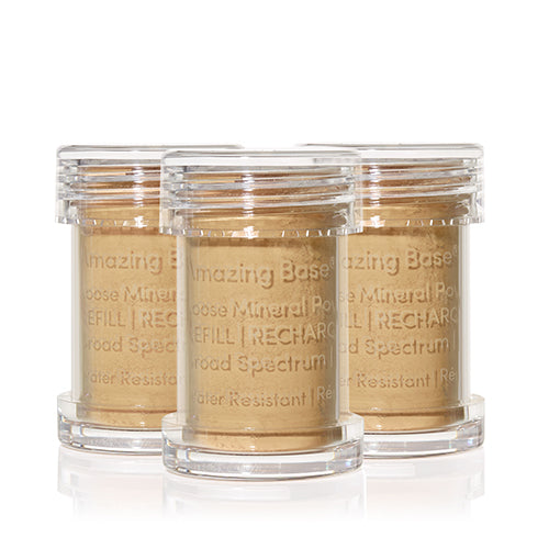 Jane Iredale Amazing Base Refill SPF 20/15 (3 Pack) - Mineral Makeup Foundation for Flawless Coverage | Perfect for Daily Wear & On-The-Go Touch Ups