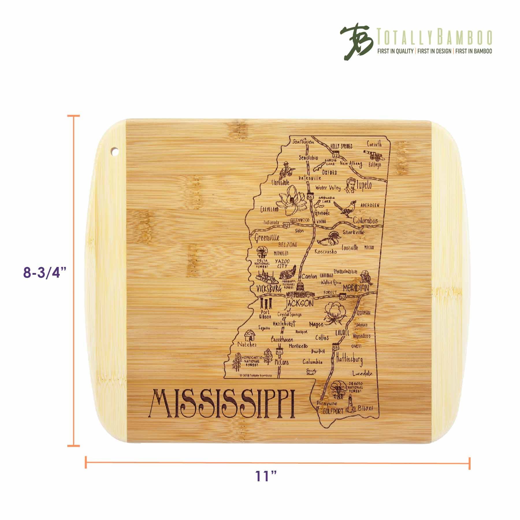 Premium Mississippi Wood Cutting Board - 11 x 8.75 Inches - Durable Bamboo Chopping Board for Kitchen, Charcuterie & Serving - Perfect for Home Chefs & Entertaining