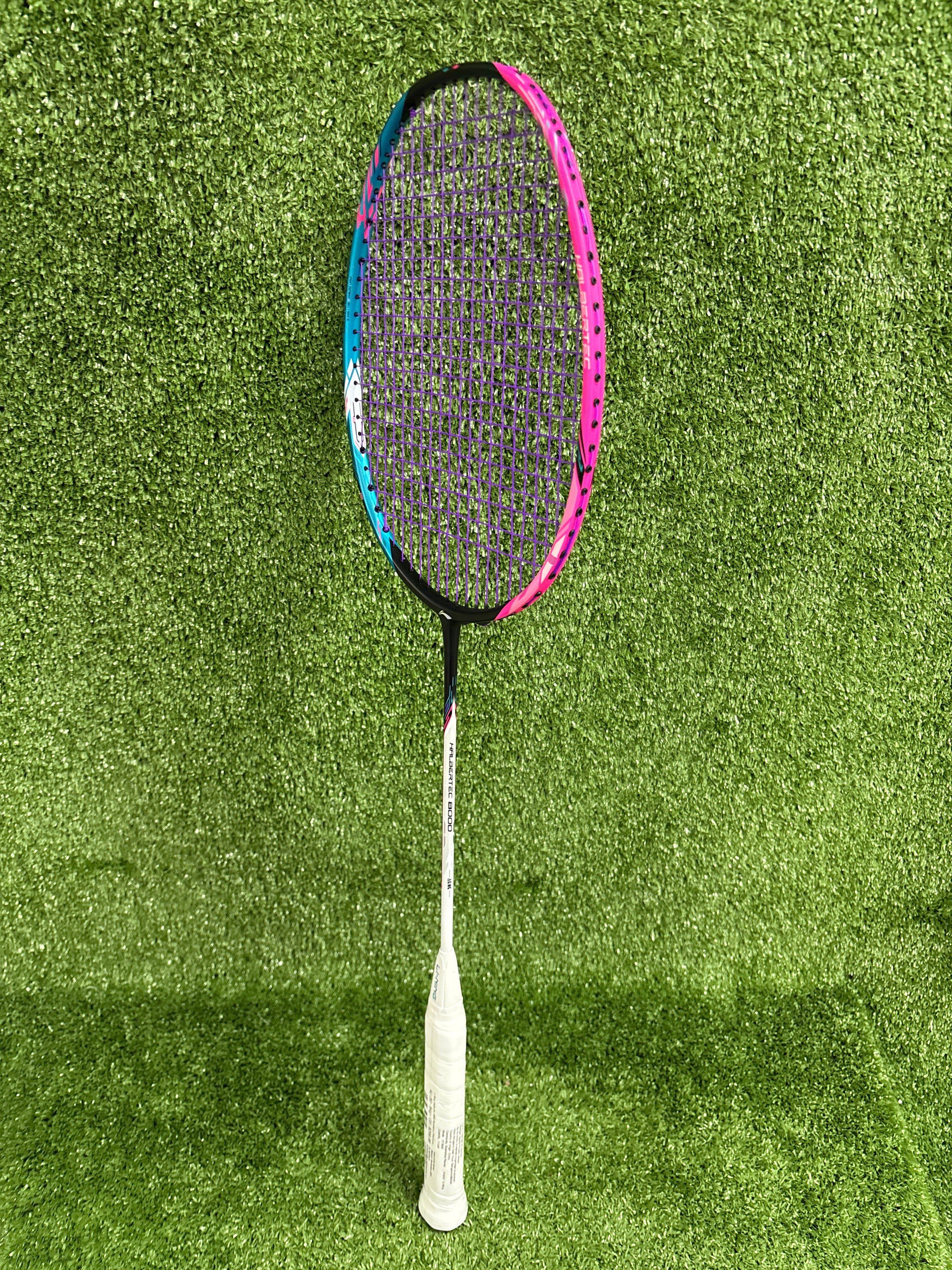 Li Ning Halbertec 8000 Badminton Racket - Prestrung Pink & Green Professional Racquet for Advanced Players | Perfect for Tournaments & Training | Made in China