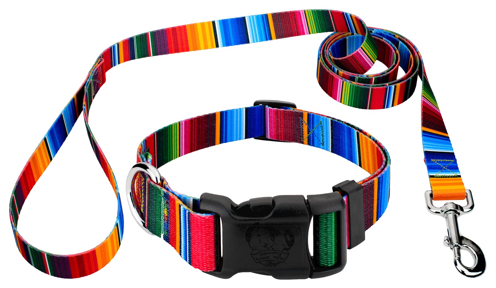 Country Brook Petz - Premium Western Dog Collar and Leash Set with 10 Rustic Designs - Durable Nylon Pet Accessories for Walking, Training & Outdoor Adventures