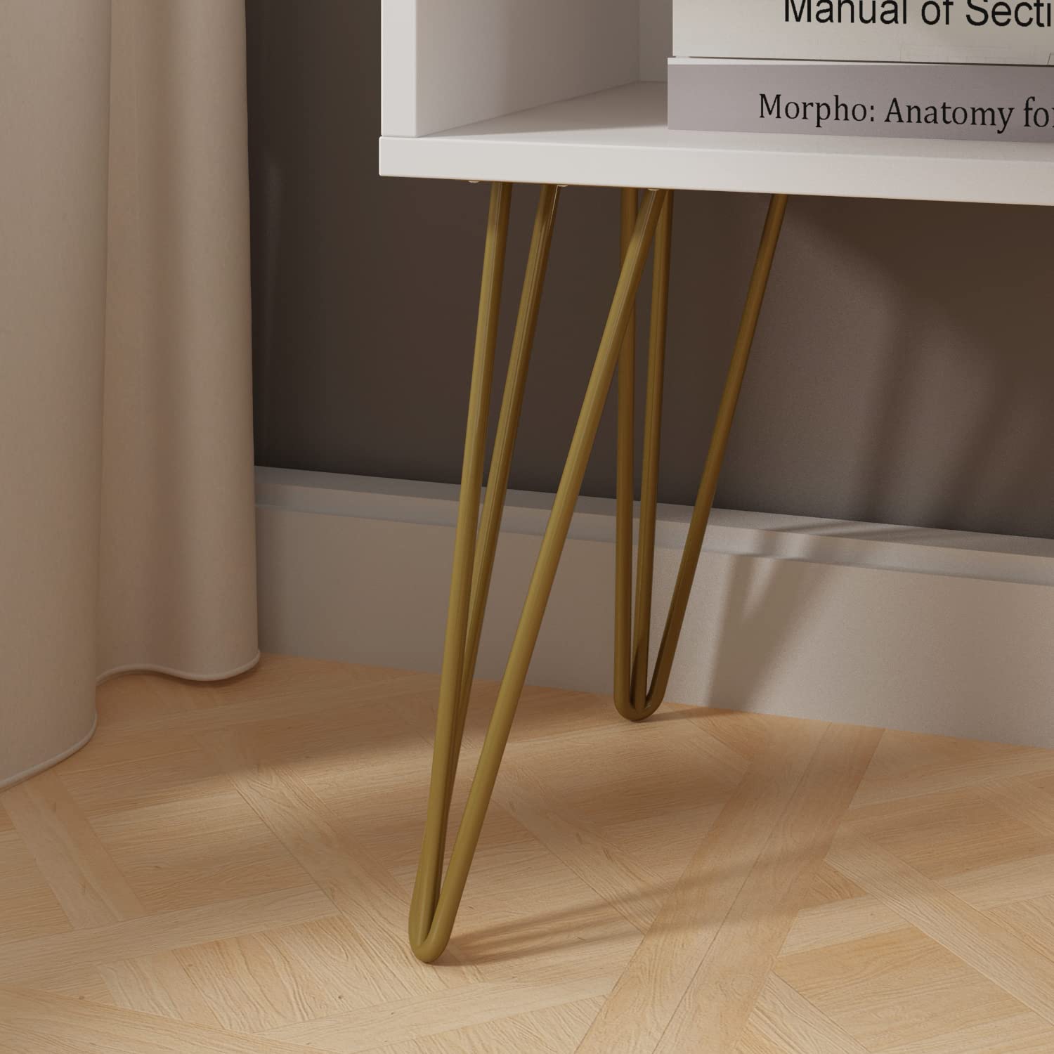 ECACAD Nightstands Set of 2 - Modern Bedside Tables with 1 Drawer & Shelf, Minimalist White End Tables with Sturdy Metal Legs for Bedroom, Living Room (15.7”W x 11.8”D x 23.6”H) - Perfect for Small Spaces, Apartment Furniture & Nightstand Storage Solutions