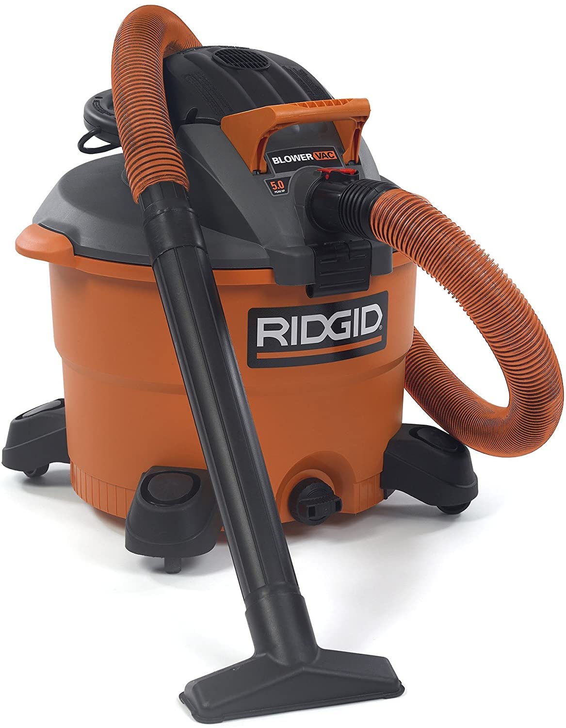 RIDGID VAC1200 12-Gallon Heavy Duty Wet Dry Vacuum Cleaner & Blower - 5.0 HP Detachable Leaf Blower with Pro Hose - Ideal for Garage, Workshop, Construction Sites and Outdoor Cleaning