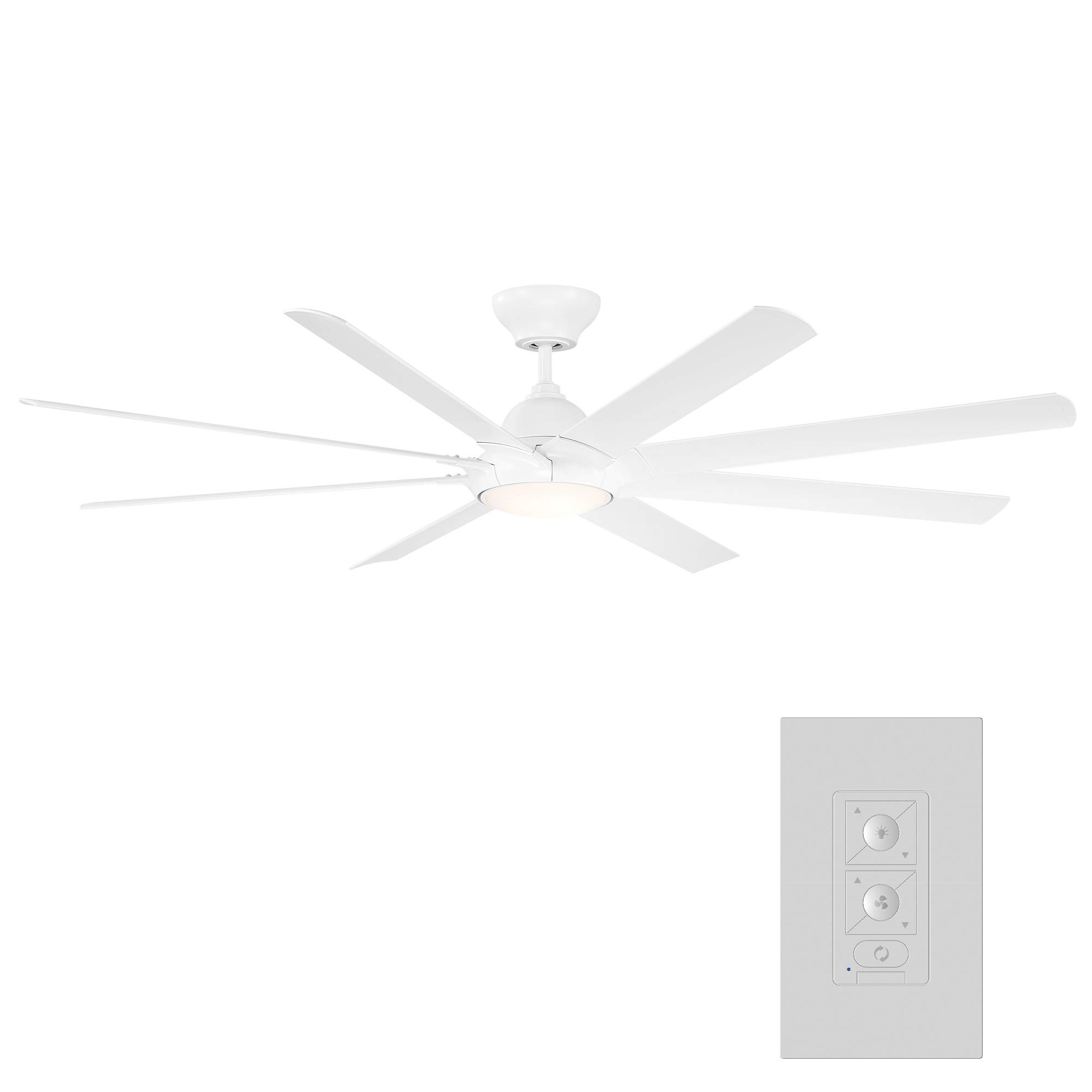 80in Hydra Smart Ceiling Fan with 3500K LED Light Kit, Matte White, 8-Blade Design, Alexa & Google Assistant Compatible, Wall Control, iOS/Android App Integration for Indoor and Outdoor Living Spaces