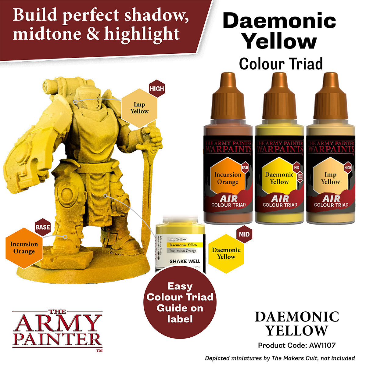 Warpaints Air: Daemonic Yellow - Premium Miniature Paint for Tabletop Gaming & Warhammer 40K Models - Perfect for Fantasy Wargaming & Model Painting