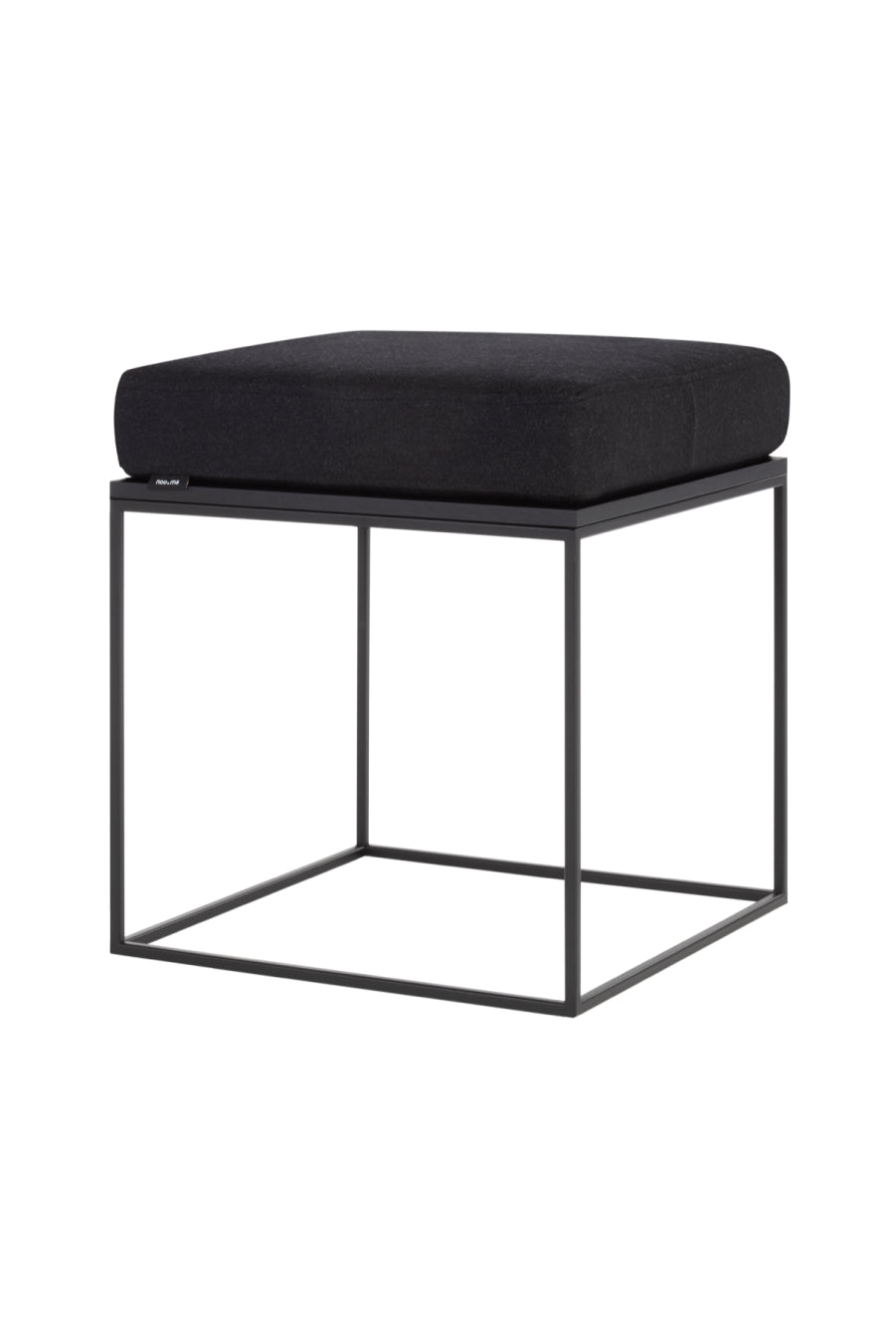 Feo Pouf Ottoman - Black & Dark Grey Modern Footrest Stool for Living Room, Bedroom, or Office