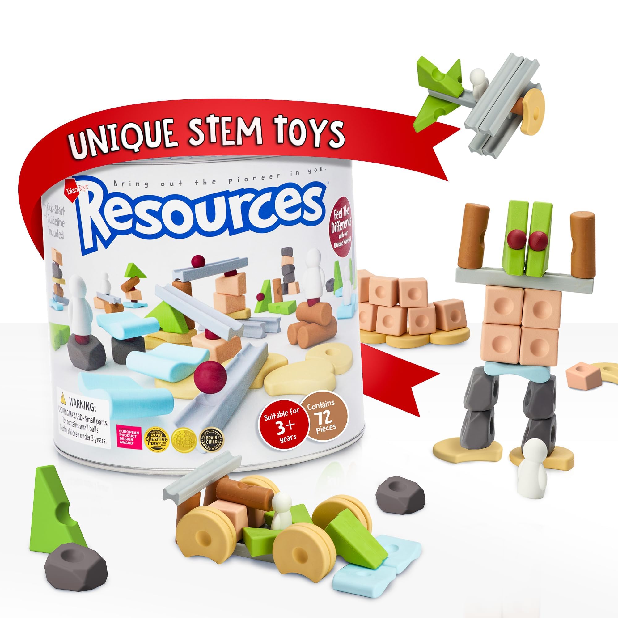 STEM Building Blocks for Kids Ages 4-7 | 72-Piece Educational Construction Toy Set | Montessori Learning Resources for Boys & Girls | Develops Fine Motor Skills & Creativity | Perfect for Classroom, Homeschool & Playroom Activities