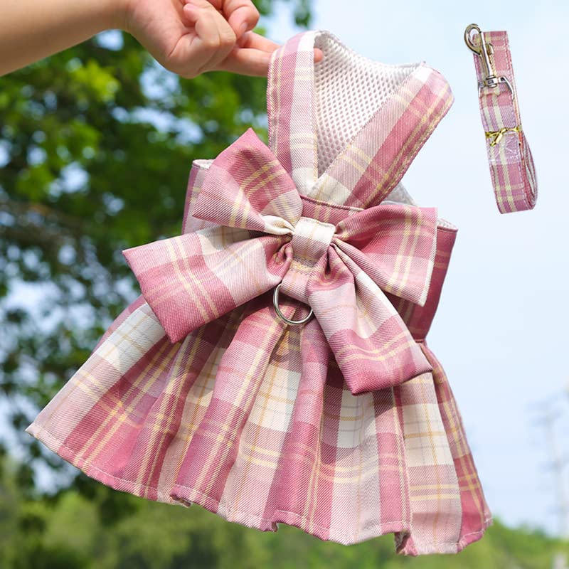 3Pcs Pet Harness with Leash Set - Soft Summer Clothes for Small Dogs & Cats - Cute Christmas Costume Outfits for Puppies & Kittens - Perfect for Daily Walks, Holiday Parties & Photo Shoots