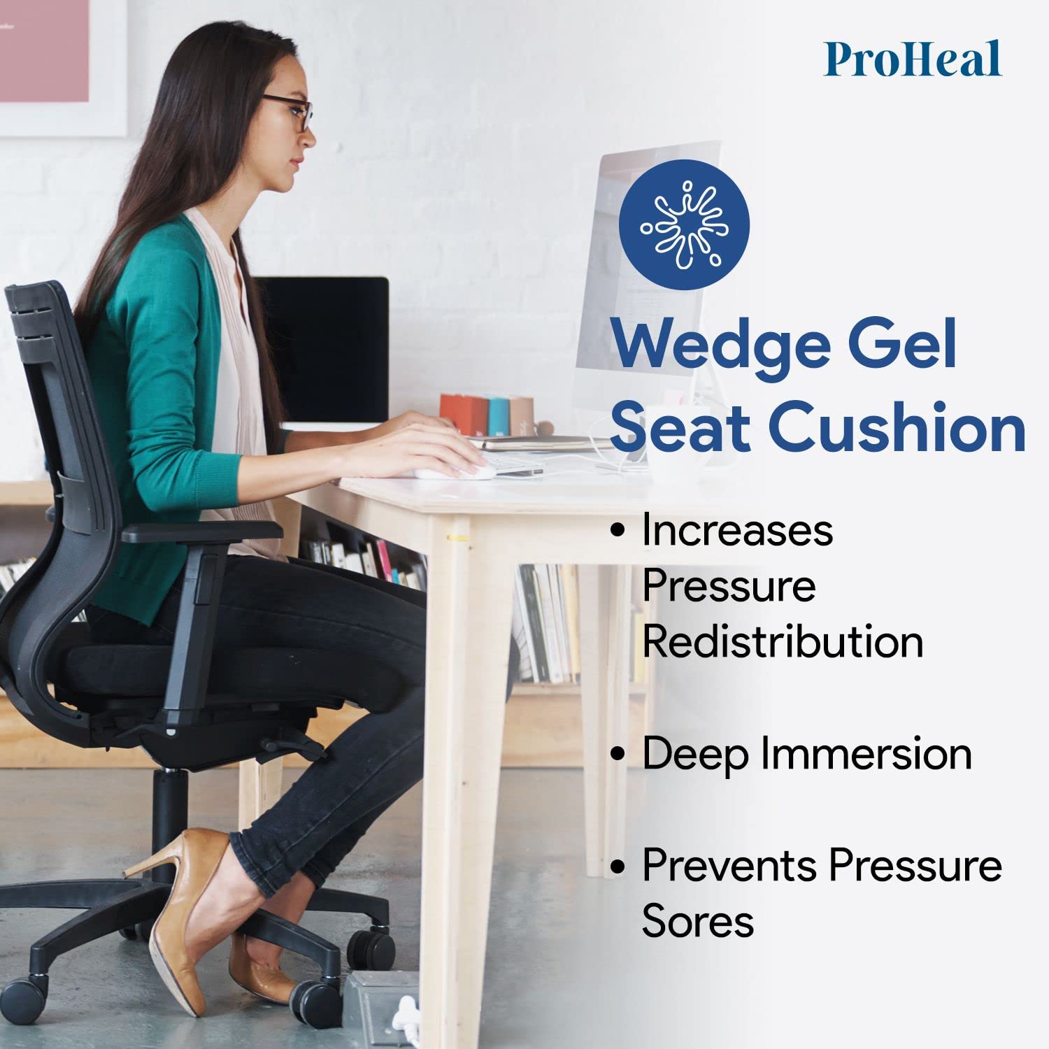 Premium Gel Wedge Seat Cushion with Pommel 20