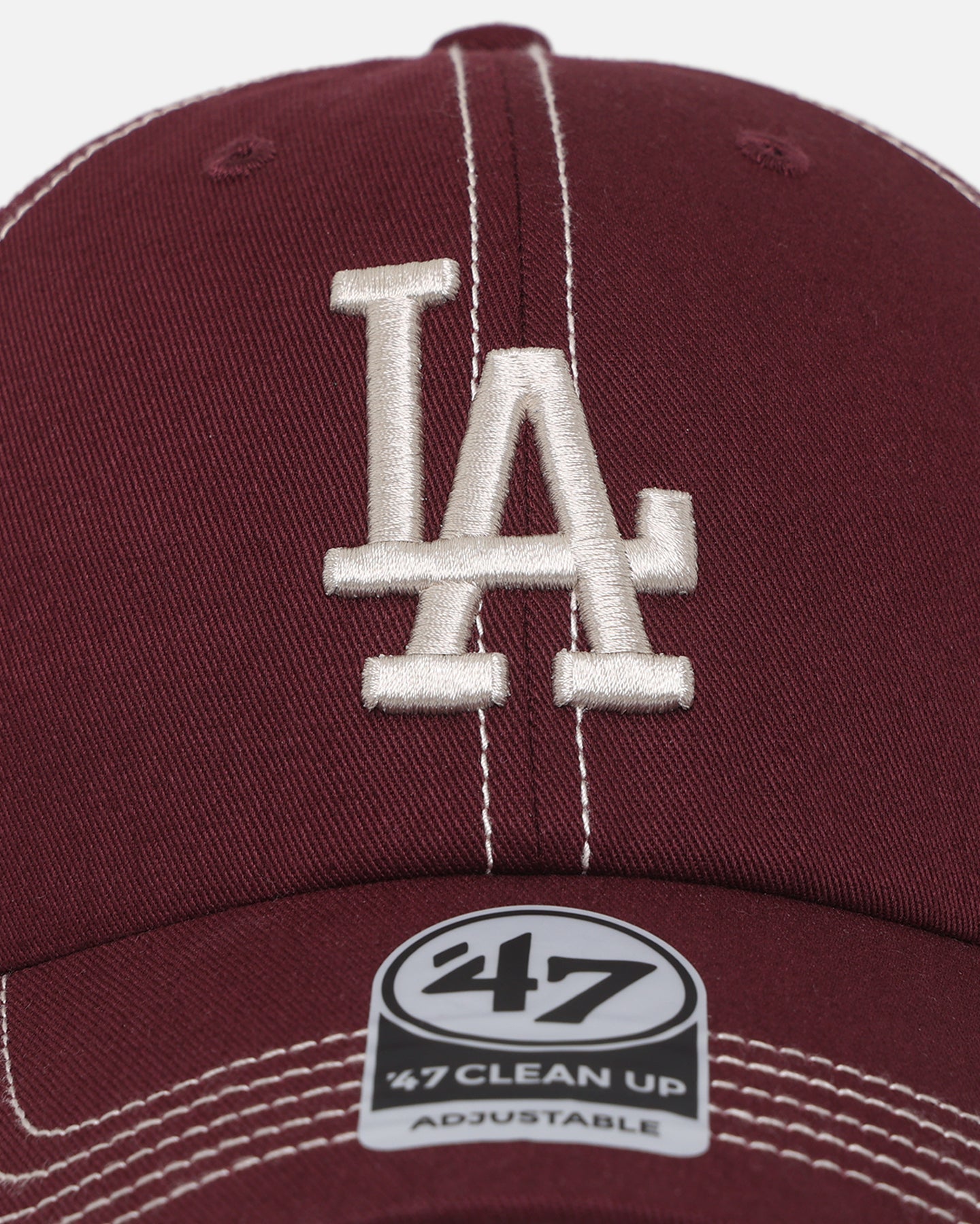 47 Brand Los Angeles Dodgers 47 Clean Up Strapback Dark Maroon Adjustable Hat - Official MLB Baseball Cap for Men & Women - Perfect for Games, Streetwear & Casual Outfits