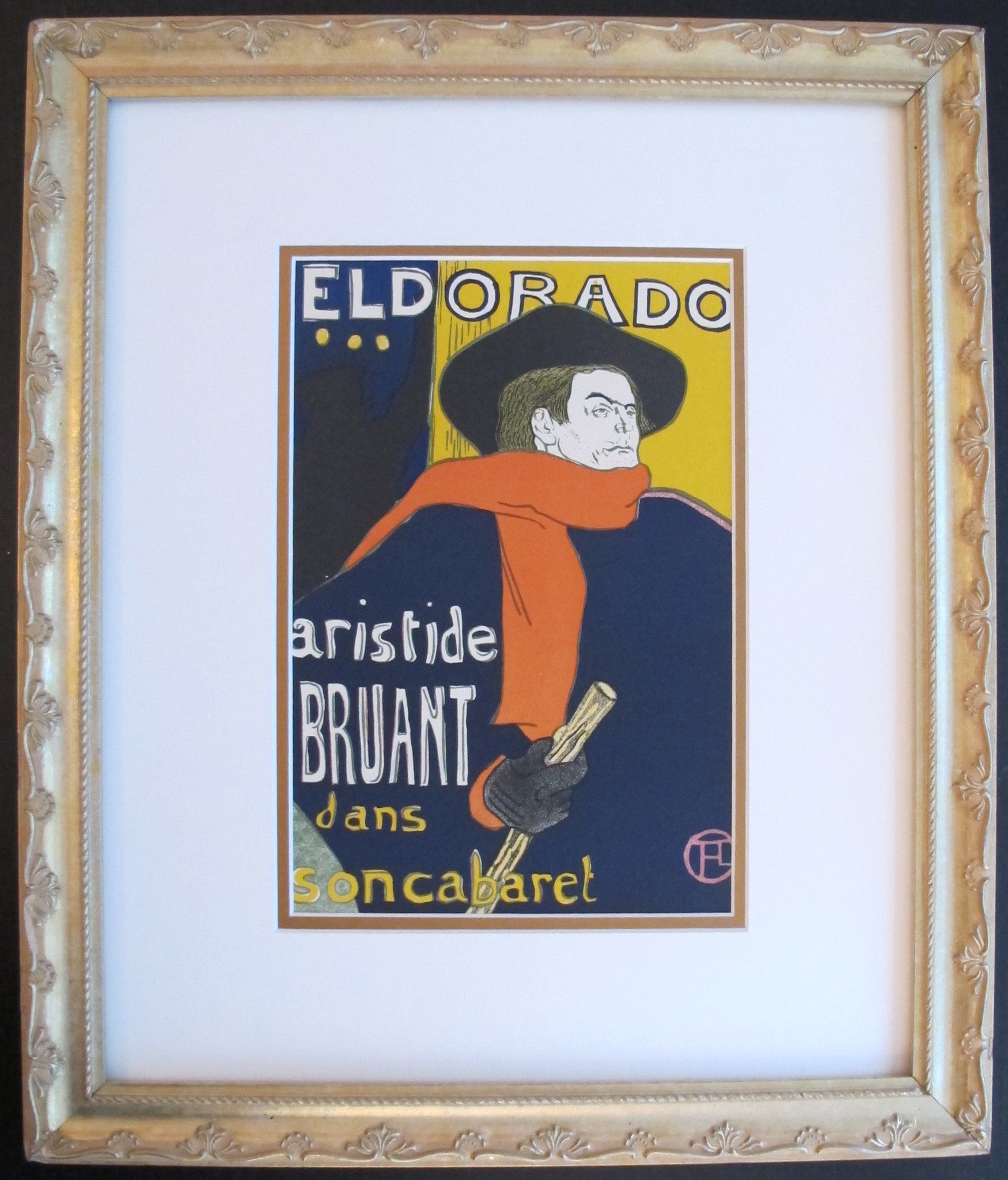 1950 Vintage Eldorado Aristide Bruant Poster by Toulouse Lautrec - Framed Art Print for Home Decor & Office Wall Art