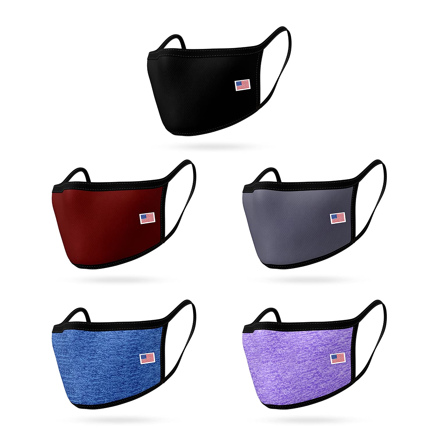 5 Pack Kids Face Masks - Comfortable Double Layer Washable & Reusable - Made in USA - Perfect for School, Travel & Daily Protection