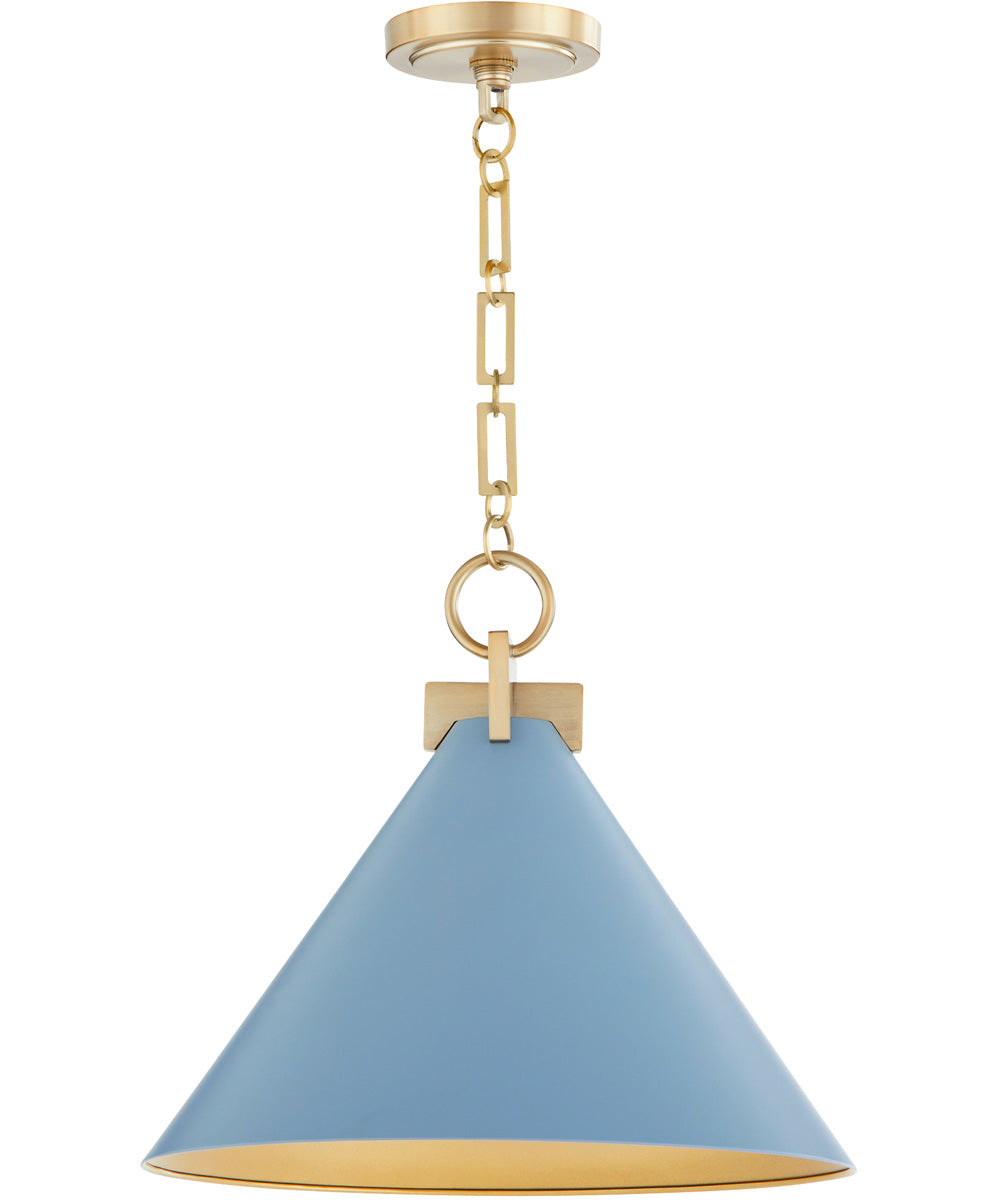 Vintage Blue Glass Pendant Light with Aged Brass Finish - Perfect for Kitchen Island, Dining Room, or Entryway Lighting