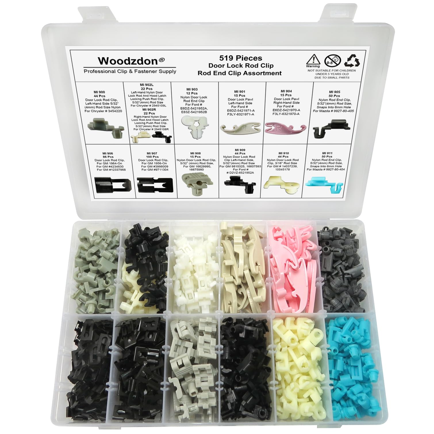 519 Pcs Door Lock Rod Clip Assortment - Compatible with Chevy Silverado, GMC Sierra & GM Trucks C/K Pickups - Fits 5/32