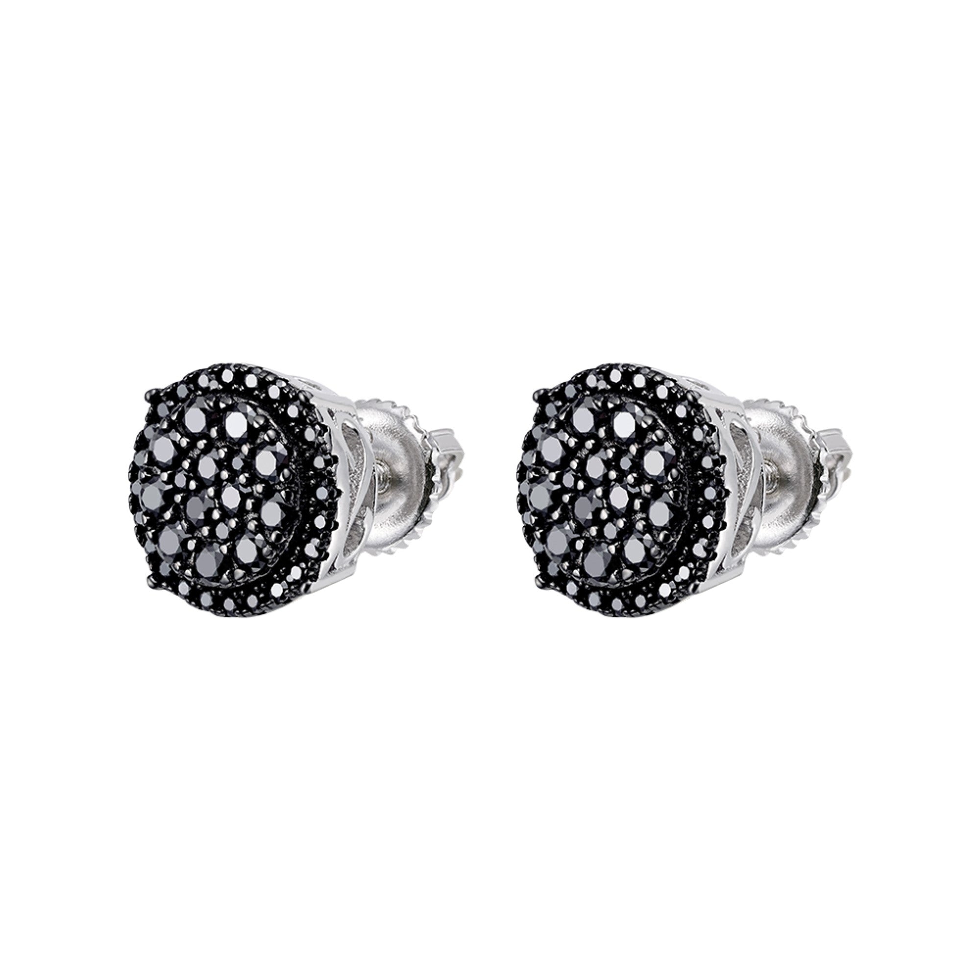 Stunning Silver Round Black Cluster Moissanite Diamond Earrings for Women | Hypoallergenic Luxury Jewelry | Perfect for Weddings, Parties & Special Occasions