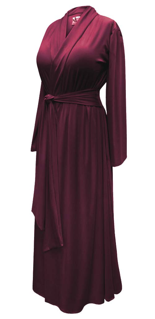 Sanctuarie Designs Plus Size Burgundy Vintage Robe - 1930s Hollywood Style with Attached Belt - Soft & Elegant Loungewear for Women - Perfect for Relaxing at Home or Vintage-Themed Parties