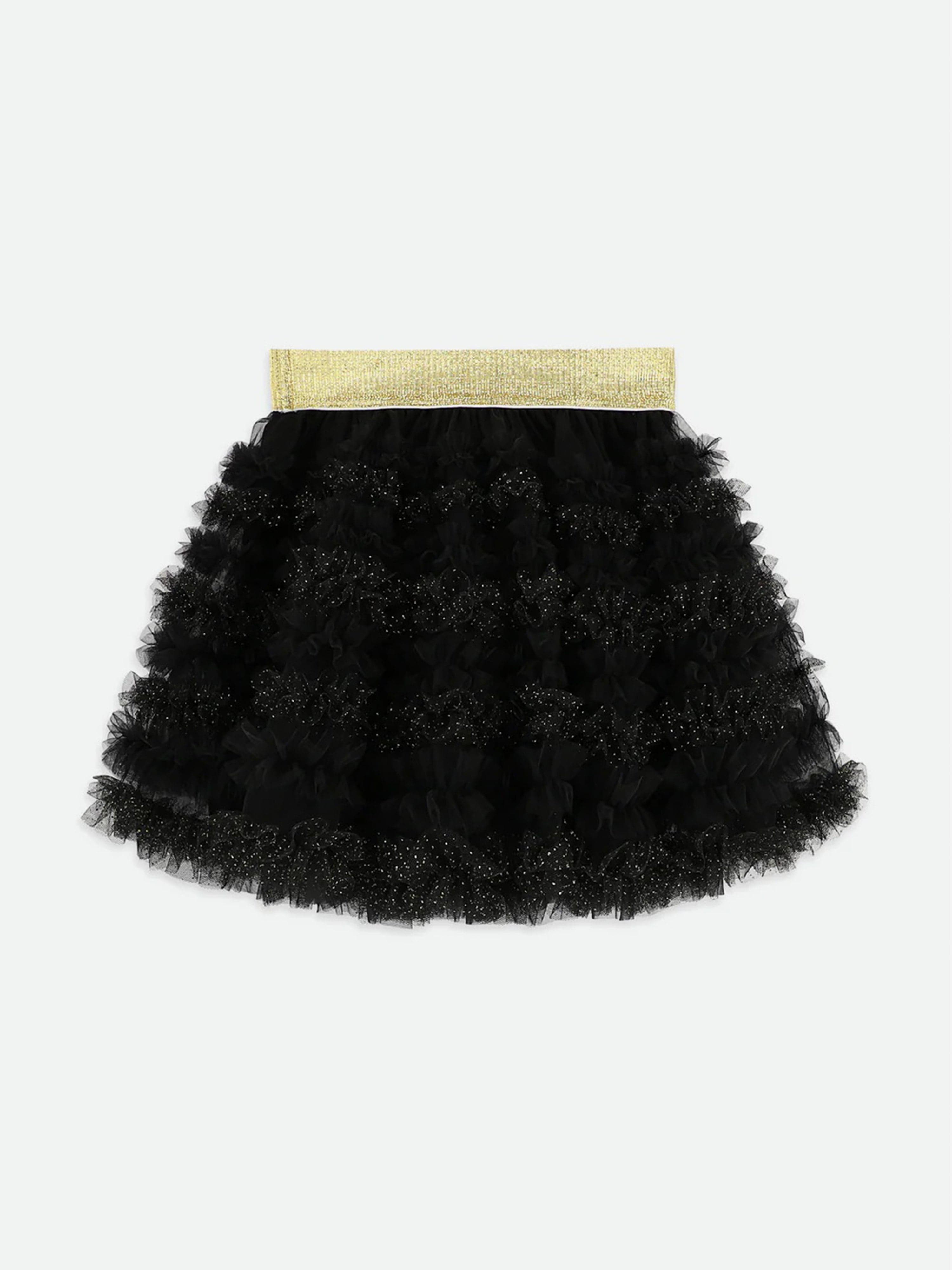 Angels Face Girls Ballroom Ruffle Skirt - Elegant Black Dance Skirt for Ballet, Pageants & Special Occasions