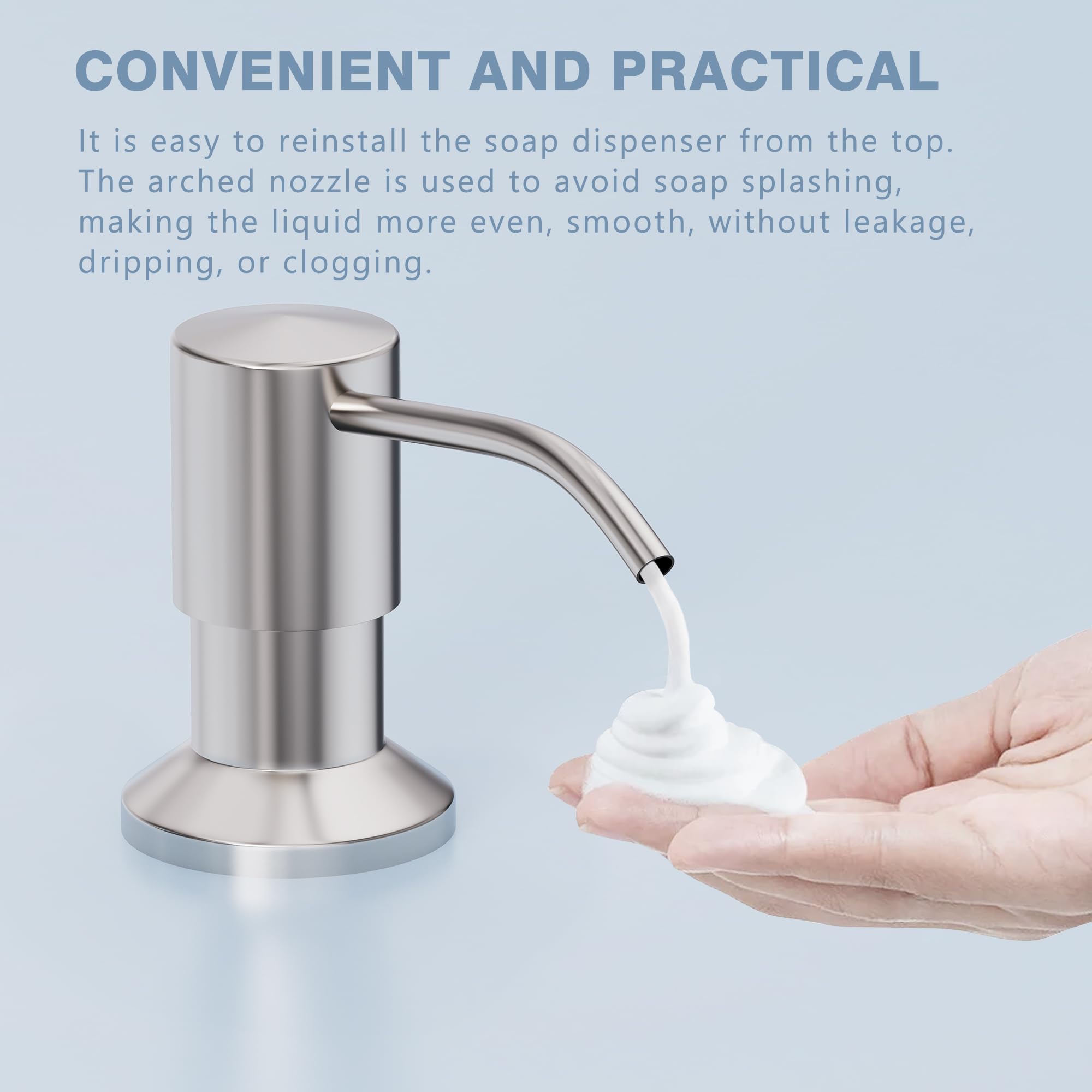GIMILI Brushed Nickel Built-in Sink Soap Dispenser or Lotion Dispenser - Perfect for Kitchen, Bathroom, and Laundry Room Sinks