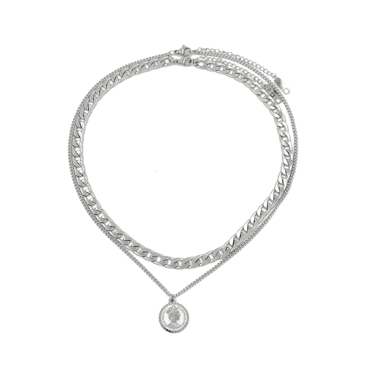 Chloe Soo 14K Gold Layered Necklace for Women - Dainty Coin Pendant Choker & Cuban Link Chain - Elegant Jewelry Gift for Women, Girls, Teens - Perfect for Date Night, Parties & Everyday Wear