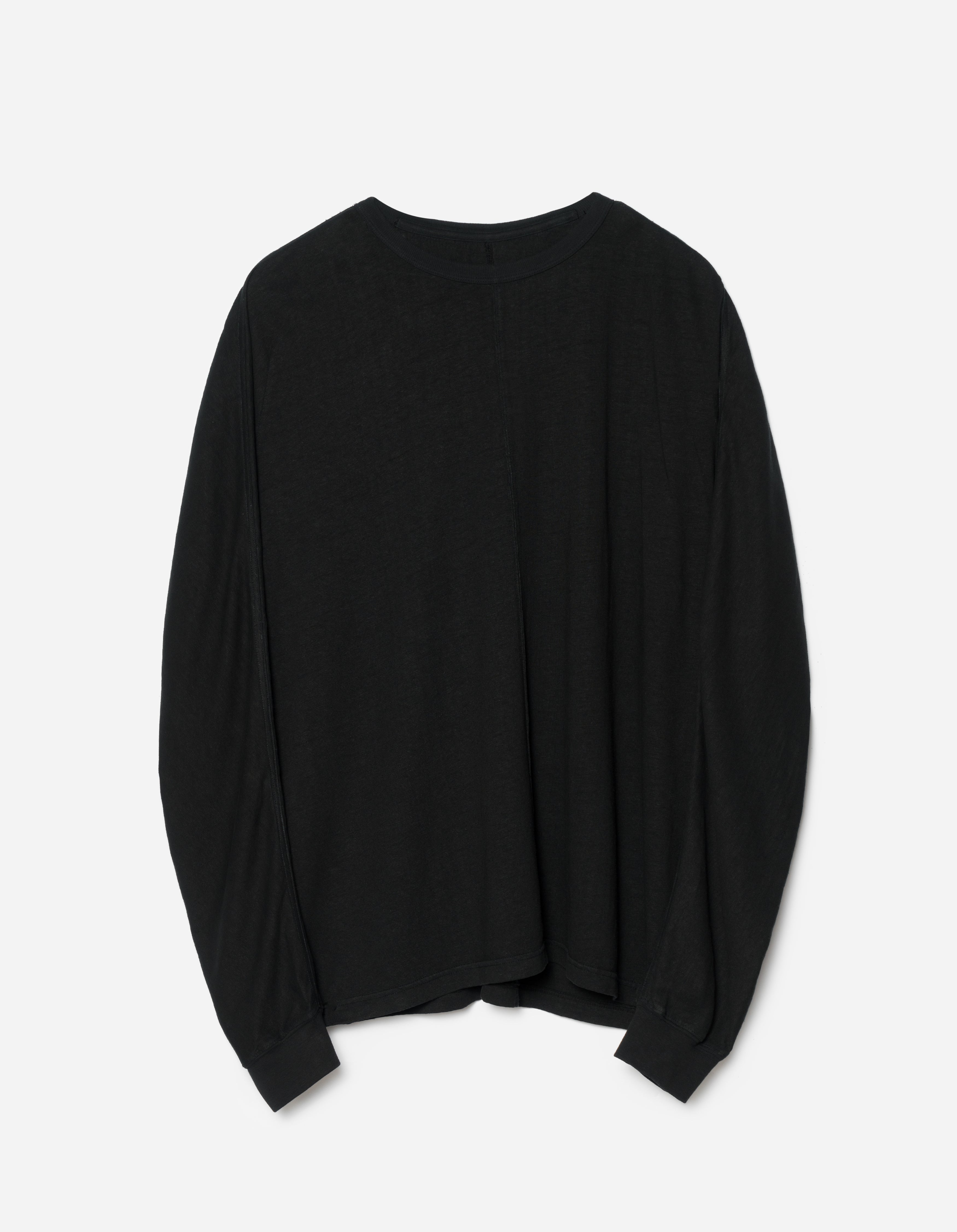 5245 Hemp Cross Oversized Long Sleeve T-Shirt for Men & Women - Soft Organic Cotton Blend, Black - Perfect for Casual Wear, Street Style & Layering