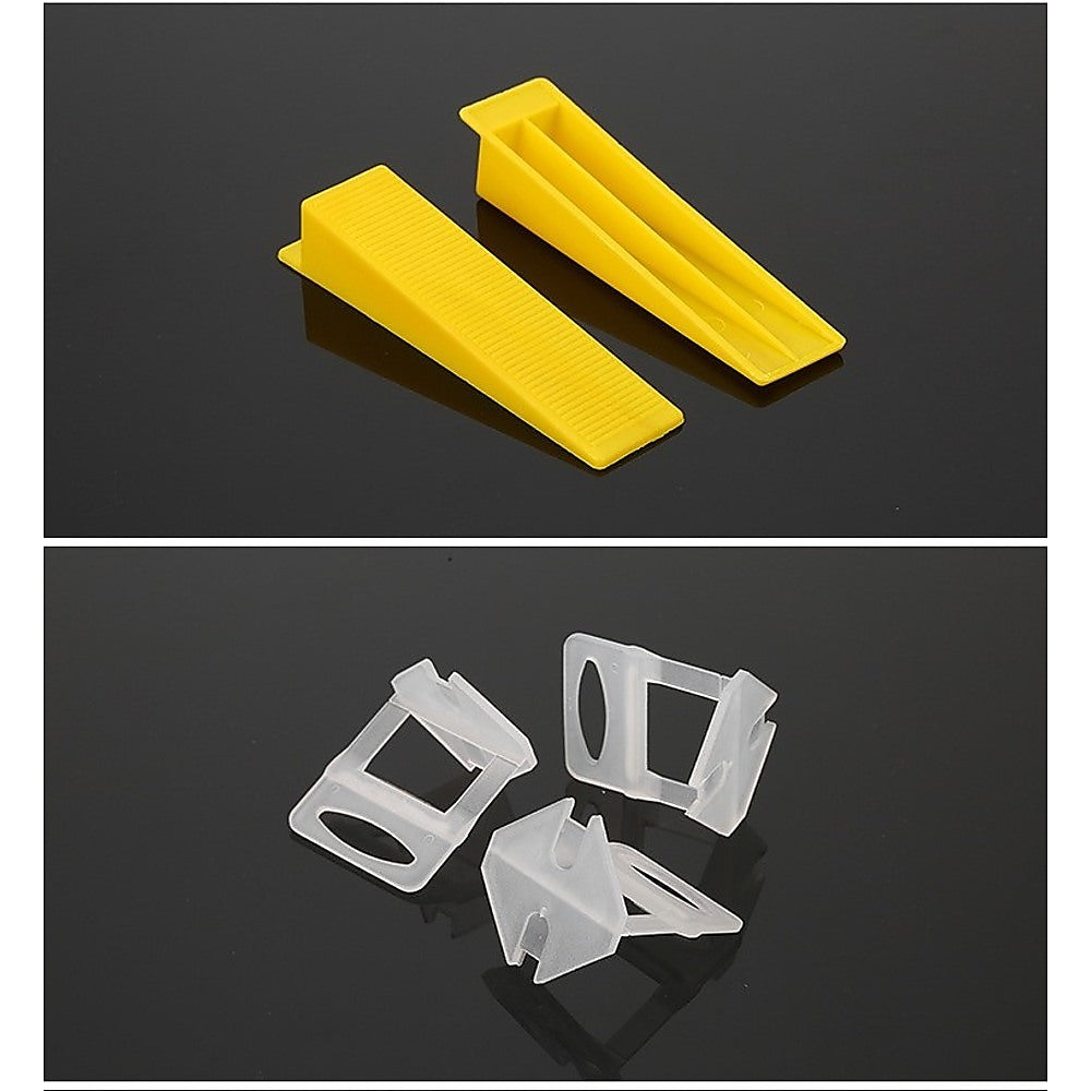 1000pcs Tile Leveling System Clips - Professional Floor and Wall Tile Spacers with Wedges - Perfect for DIY Home Renovation, Bathroom & Kitchen Tiling Projects