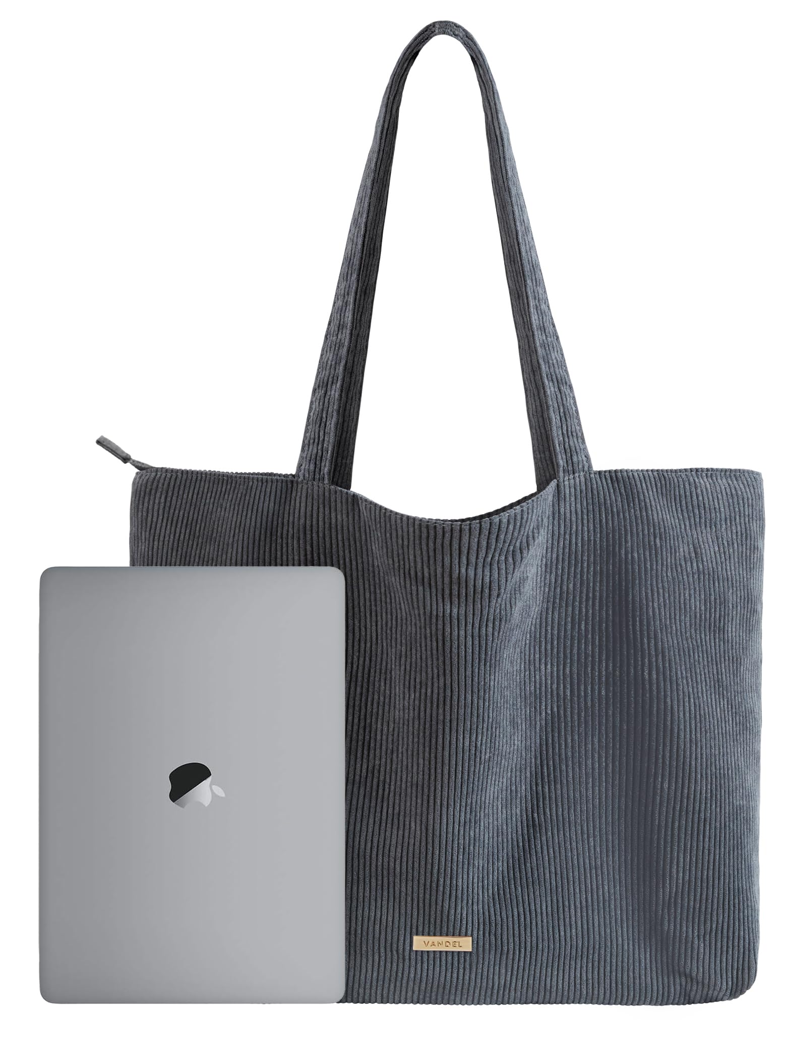VANDEL Corduroy Tote Bag for Women & Men - Zippered Closure with Inner Pockets - Stylish School & Work Bag - Perfect for College, Office & Travel Accessories