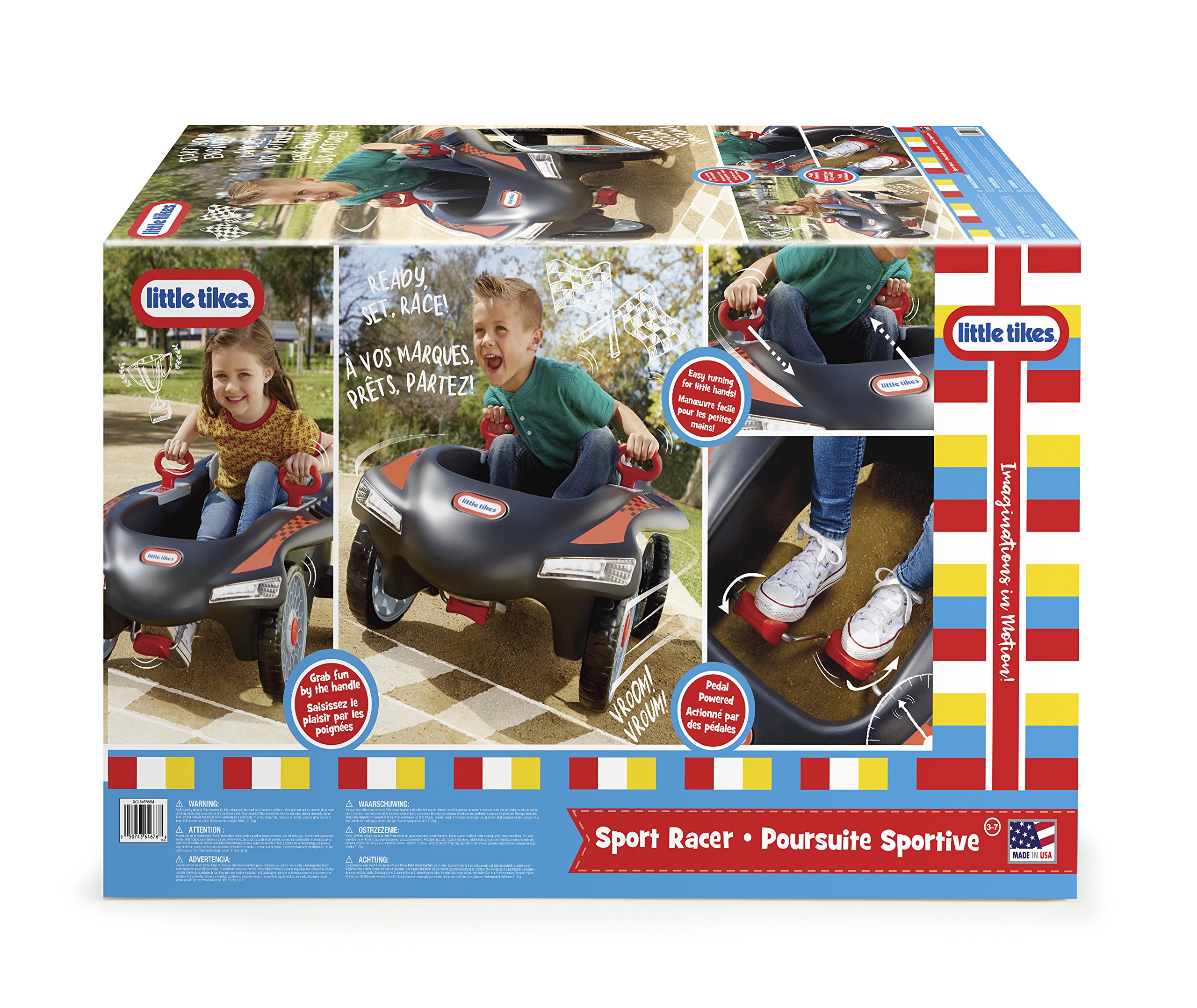 Little Tikes Jett Car Racer Black - Adjustable Seat Ride On Toy with Steering Wheel for Kids 3-10 Years | Dual Handle Rear Wheel Control, Fun Push Car for Boys & Girls | Perfect Birthday Gift & Outdoor Play Toy for Toddlers