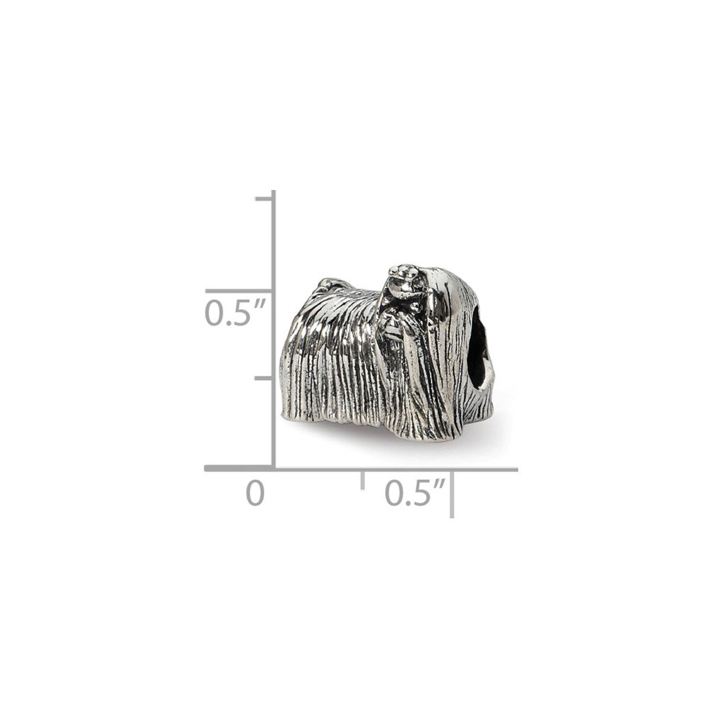 Jewels By Lux Sterling Silver Reflections Maltese Dog Bead Charm - Perfect for Pet Lovers, Jewelry Making & Personalized Gifts