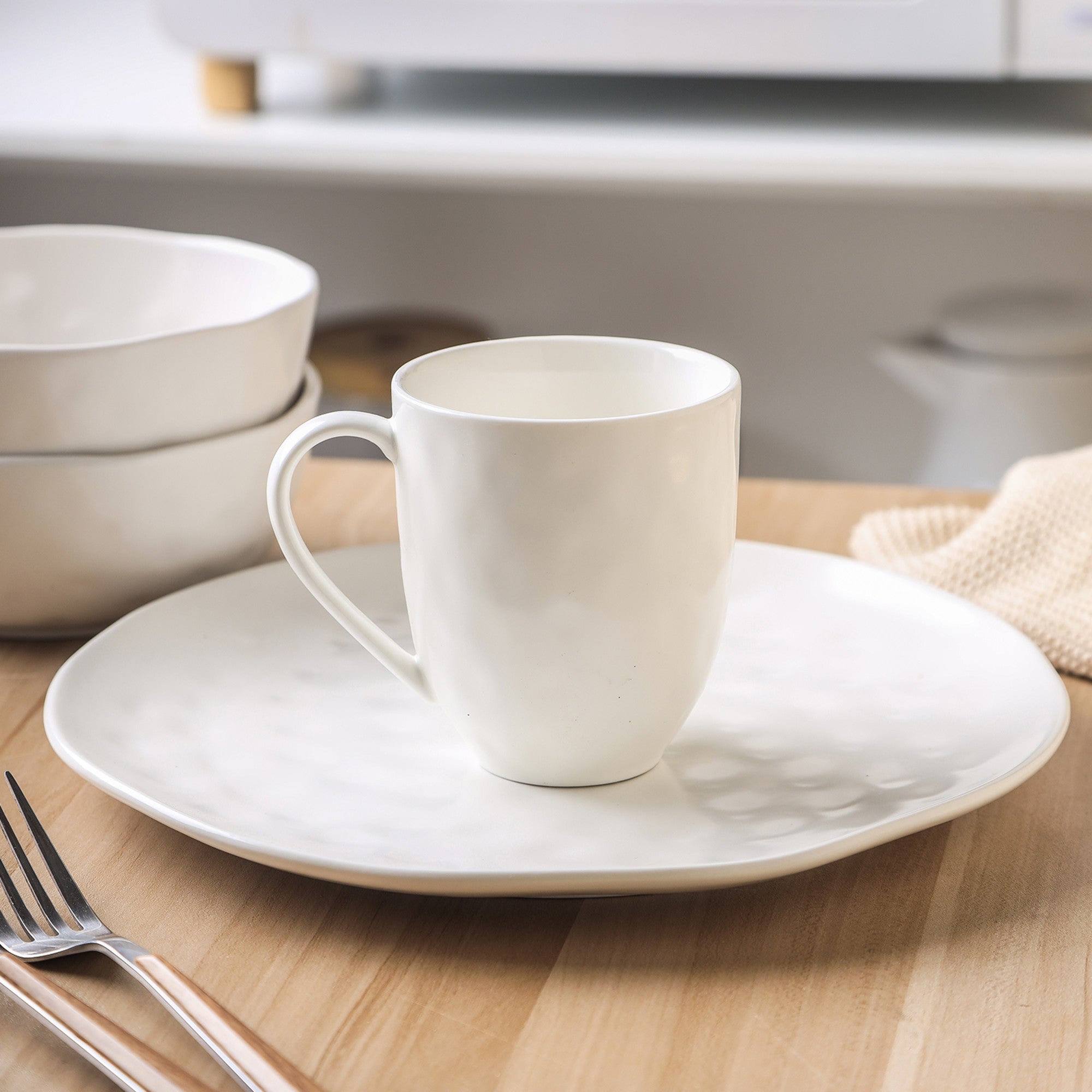 Premium Ivy Porcelain Dinnerware Set - Elegant White 12-Piece Dinner Set for Formal Dining, Wedding Registry & Special Occasions