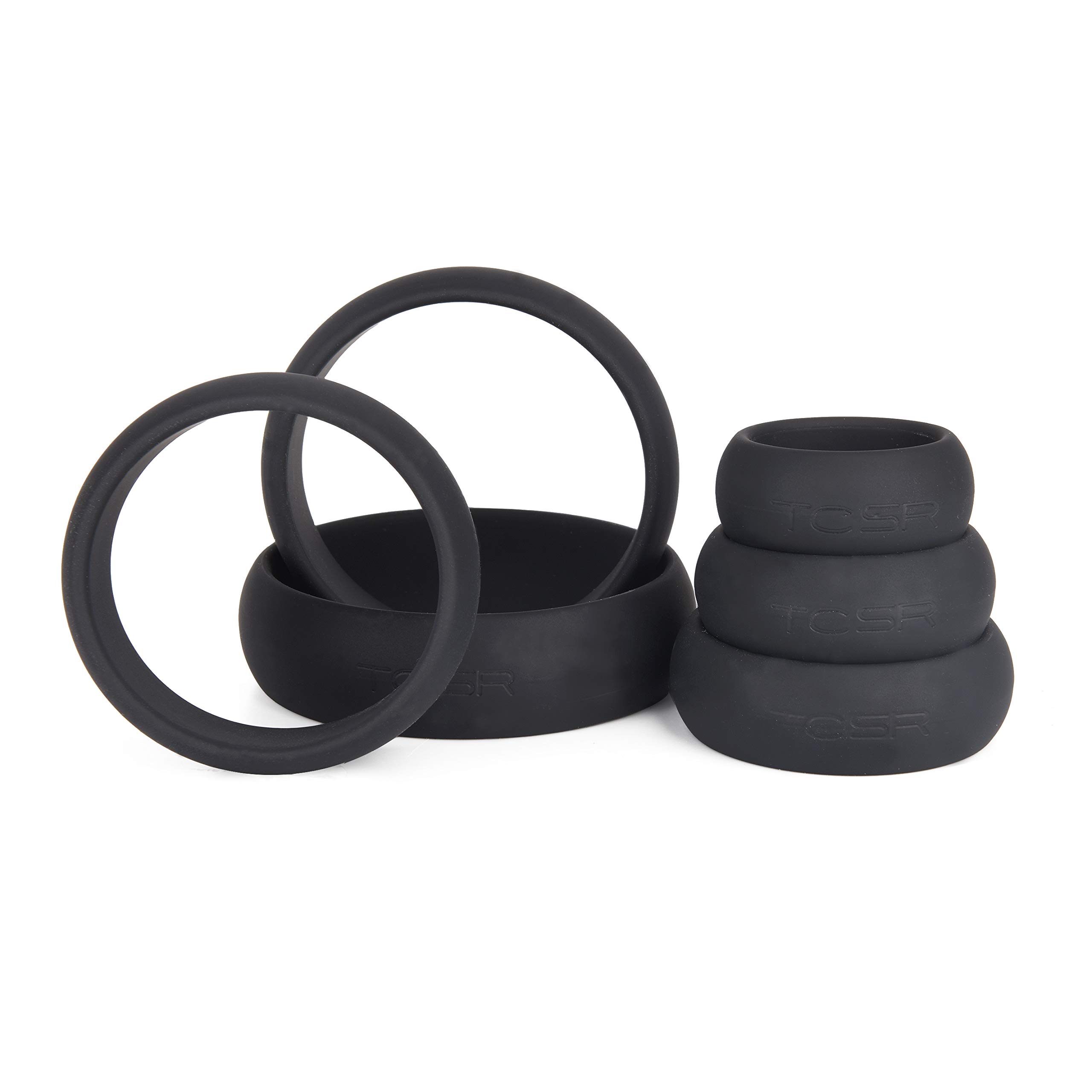 Premium TCSR 6-Pack Silicone Cock Rings Set - Medical Grade Soft & Stretchy Penis Rings for Enhanced Performance - Perfect for Couples, Solo Play & Intimate Moments