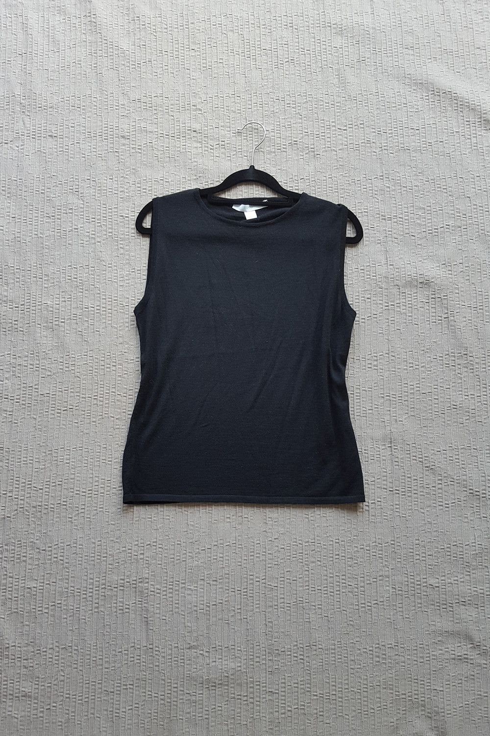 BAMFORD Black Wool Sleeveless Tank Top for Men - Breathable Summer Layering Piece, Gym & Casual Wear (Medium)
