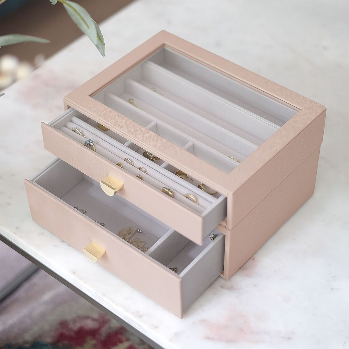 Classic 2-Piece Drawer Box Set in Taupe or Blush - Perfect for Bedroom Storage & Home Organization