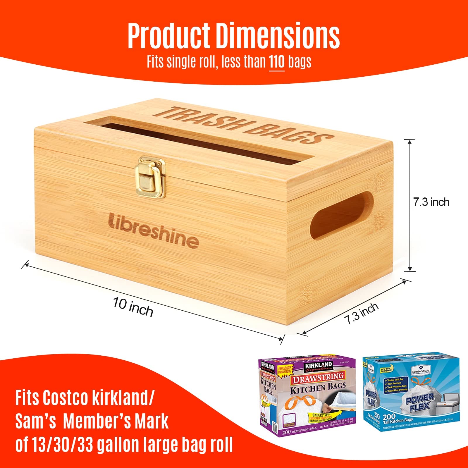 Extra Large Bamboo Trash Bag Dispenser Roll Holder - Fits Costco & Sam's Club Jumbo Rolls, Under-Sink Cabinet & Wall Mount Organizer - Garbage Bag Storage for Kitchen, Pantry, Garage - Perfect for Home, Office & RV Organization
