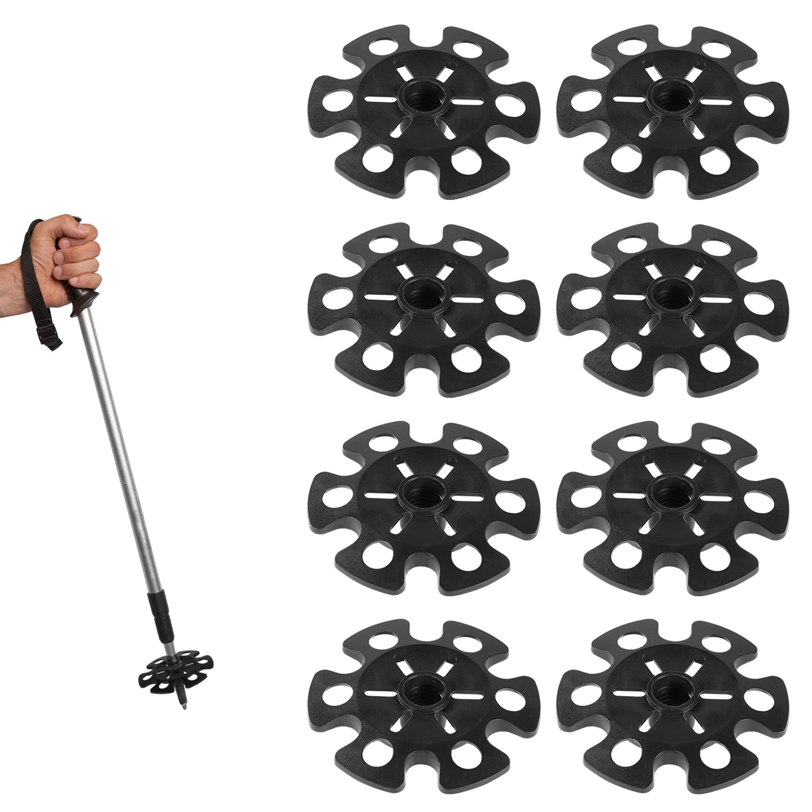 8pcs Snow Baskets for Trekking Poles - Hiking & Ski Replacement Tips