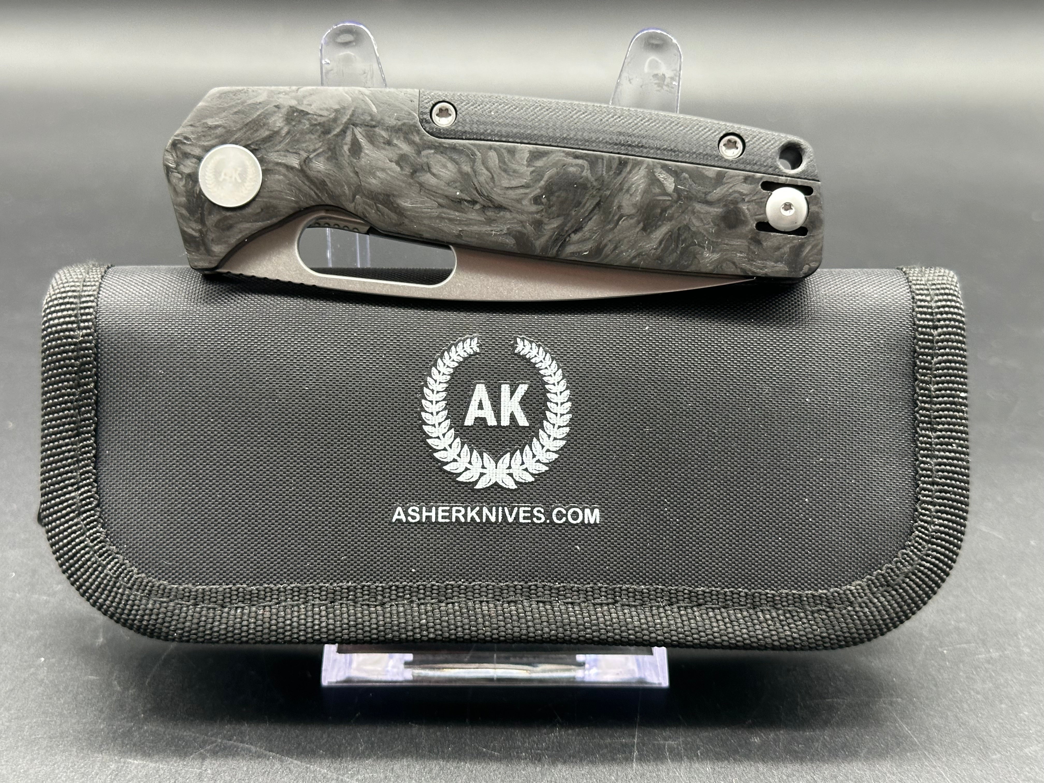 Premium Asher Spiro BS 3.2 Folding Knife - S90V Stonewash Blade with Carbon Fiber & Black G10 Handle - EDC, Outdoor Survival, Camping & Tactical Gear