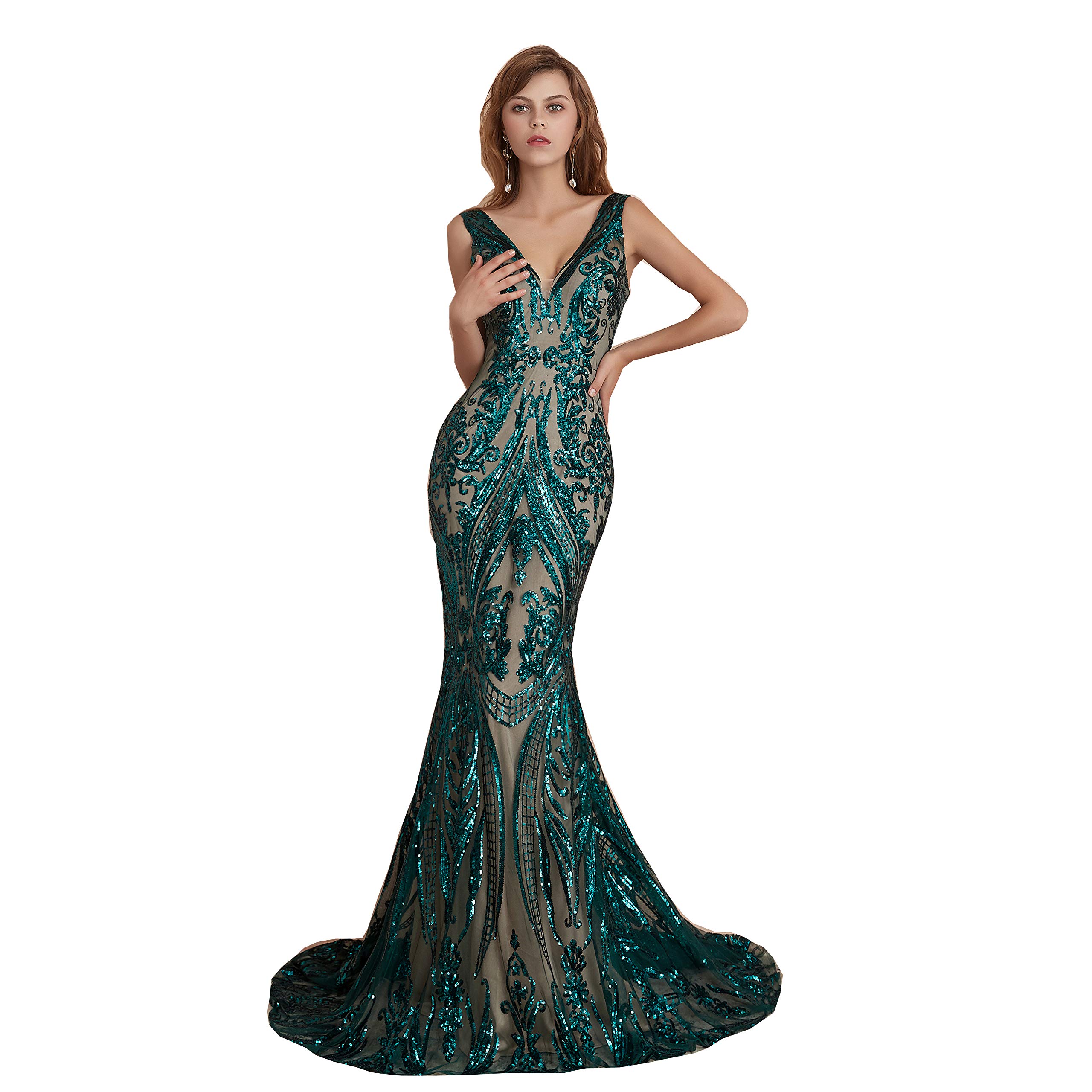 Sparkly Sequin Mermaid Evening Dress for Women - Elegant Long Prom Party Gown with Sexy Fit | Perfect for Formal Events, Weddings, and Special Occasions