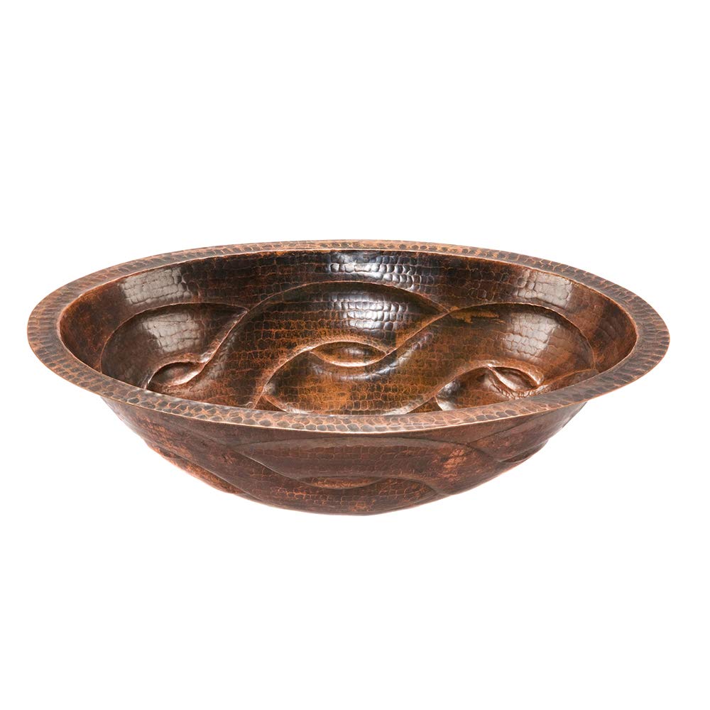 Premier Copper 19-Inch Oval Braided Undermount Hammered Copper Sink - Oil Rubbed Bronze Finish - Perfect for Farmhouse Kitchen & Bathroom Vanity